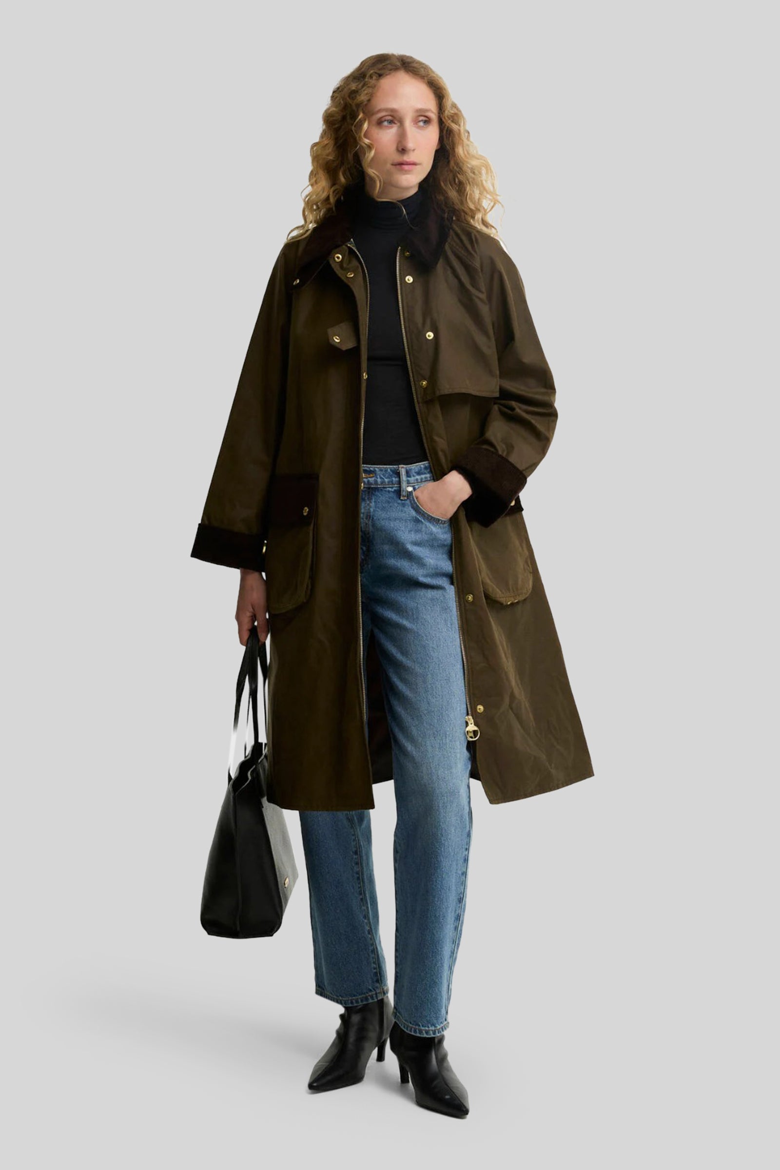 Barbour Kirkless Wax Jacket Verde Donna - 1