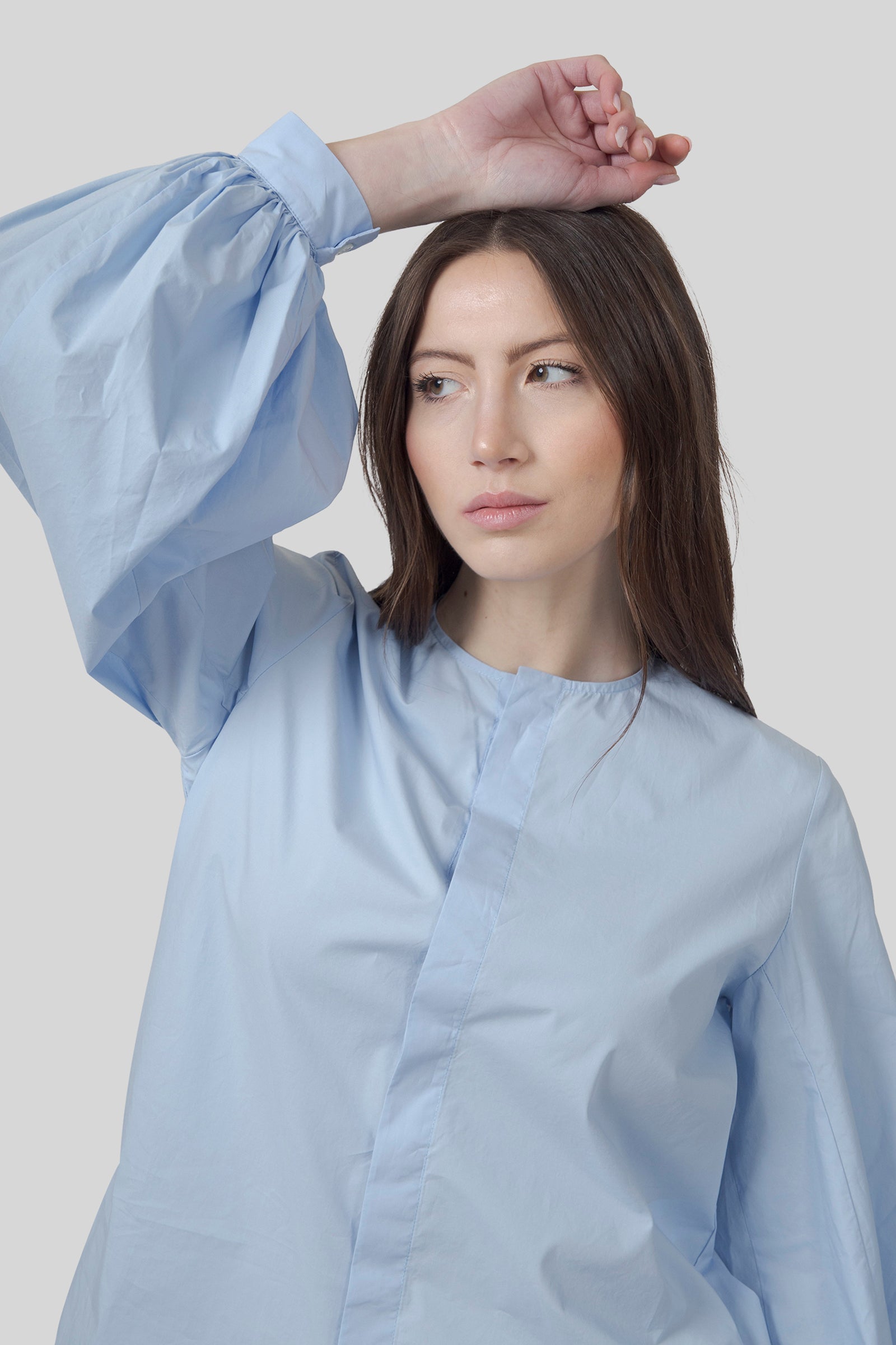 Roberto Collina Camicia Coreana Azzurro Donna - 4