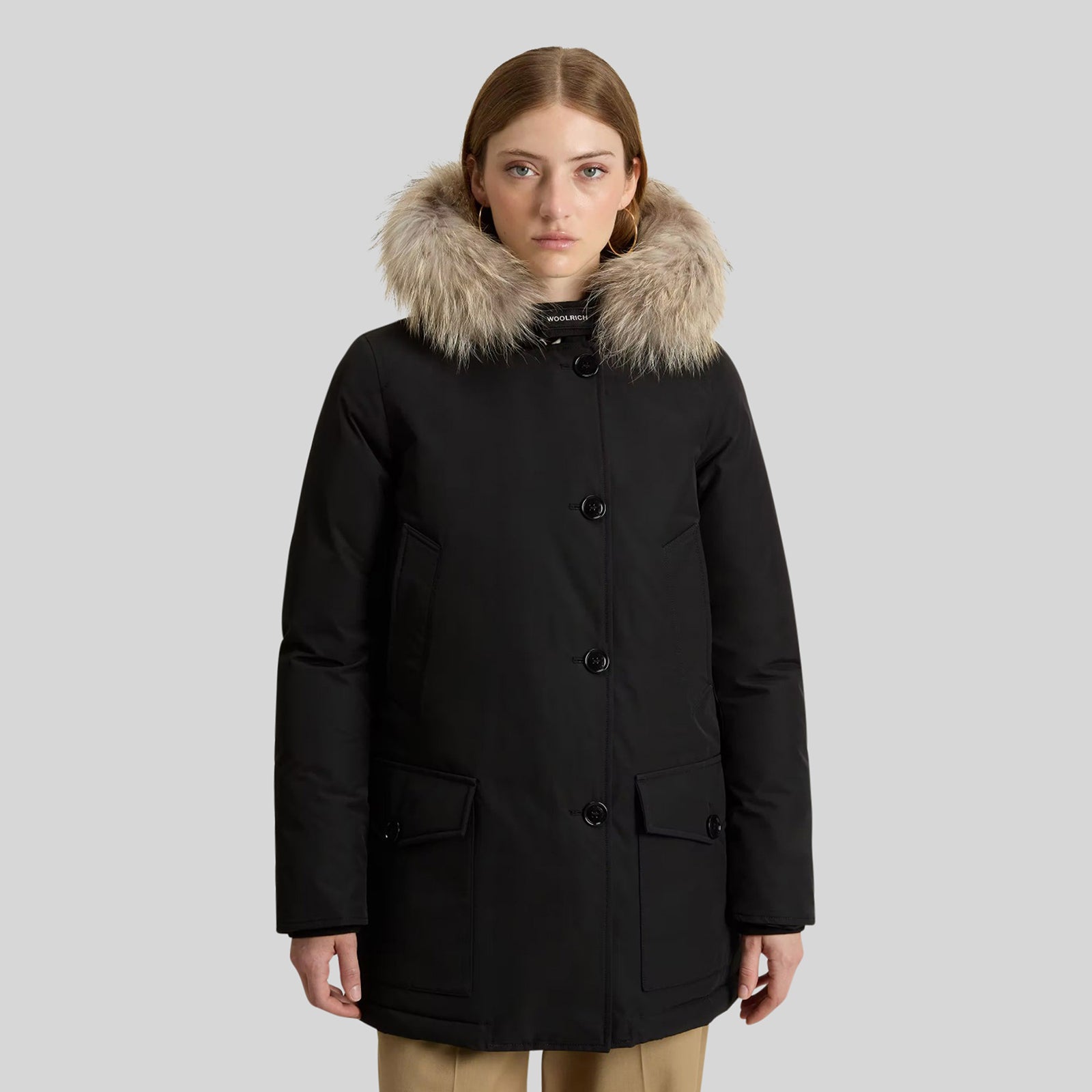 Woolrich Arctic Parka In Ramar Cloth Con Pelliccia Removibile Nero Donna - 8