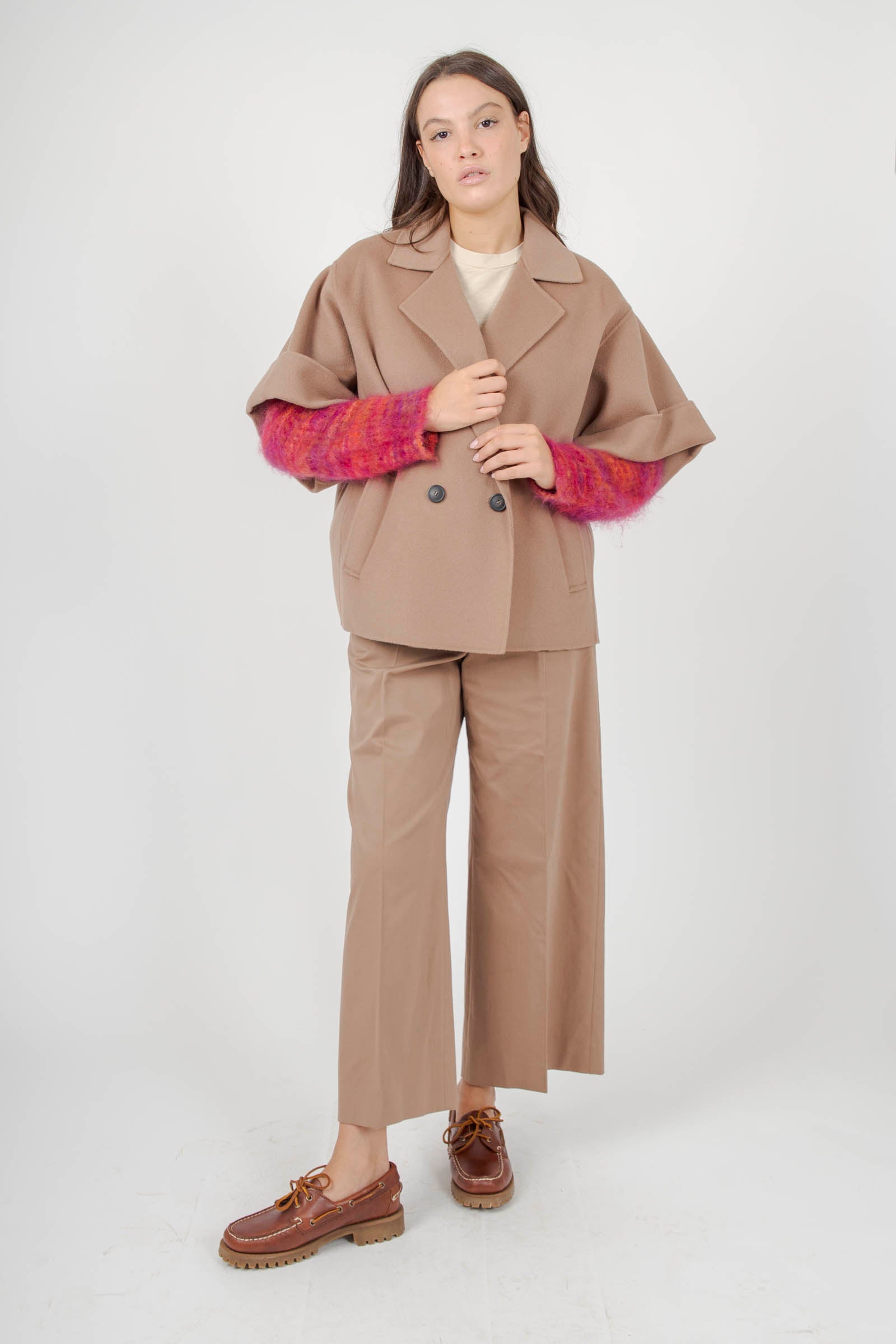 Max Mara Weekend Pantalone Crop In Raso Di Cotone Urial Beige Donna - 2