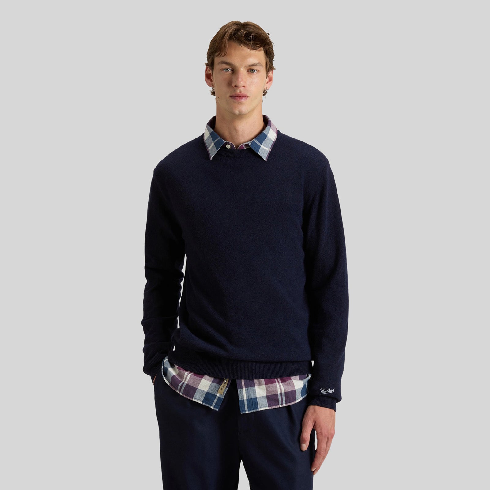 Woolrich Maglia Girocollo Lambswool Blu Uomo - 4