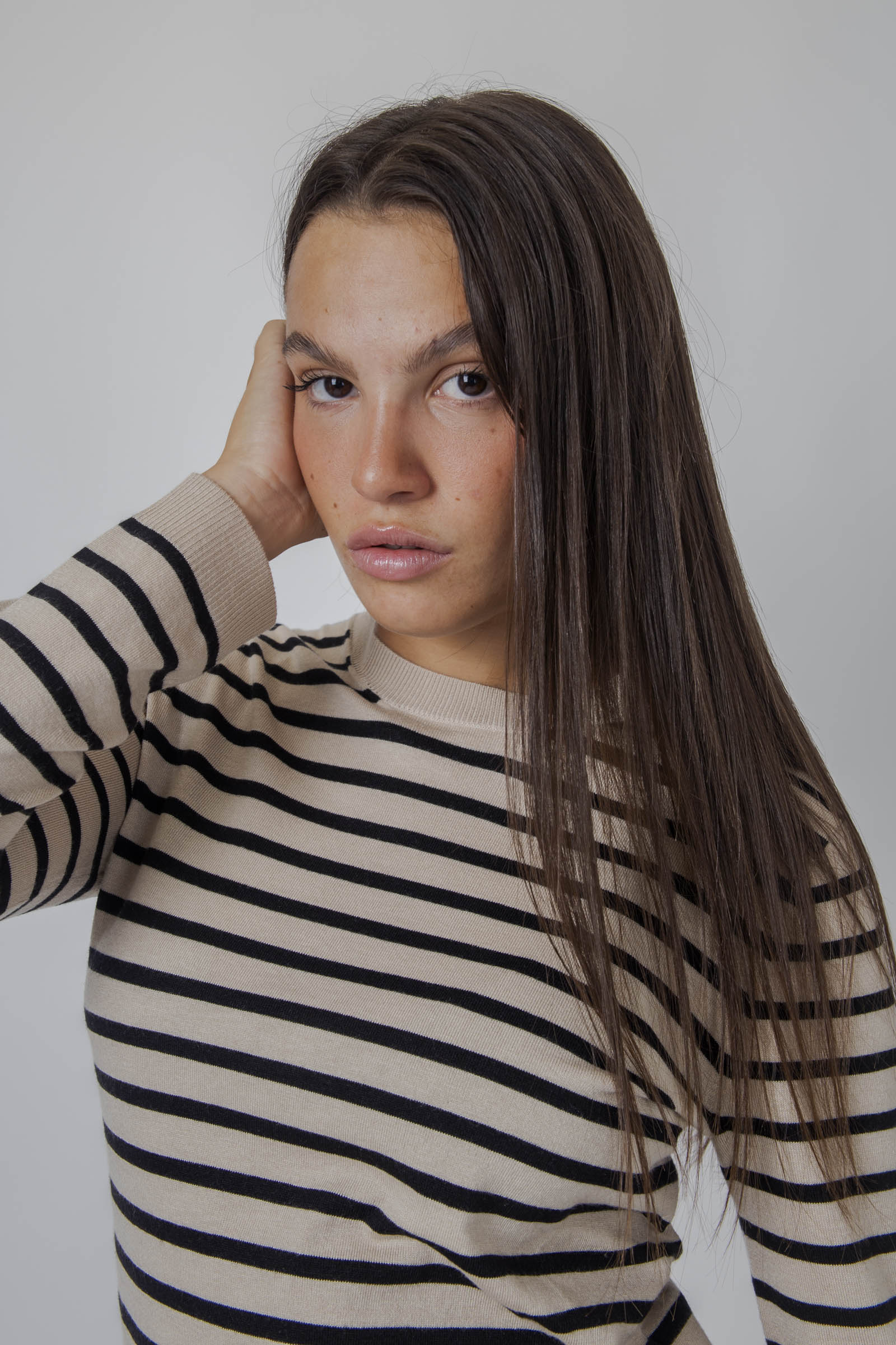 Weekend Max Mara Maglia Girocollo Riga Beige/nero Donna - 1