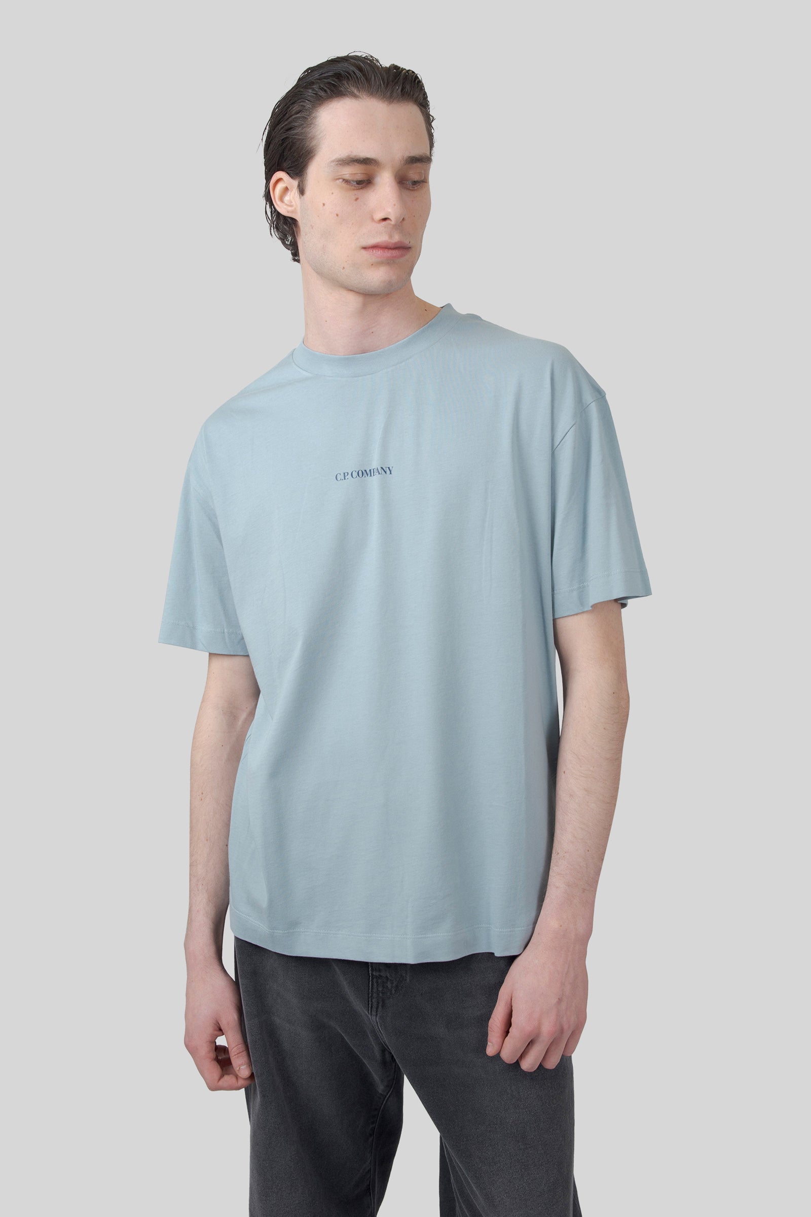 C.p. Company T-shirt 30/1 Jersey Logo Celeste Uomo - 1