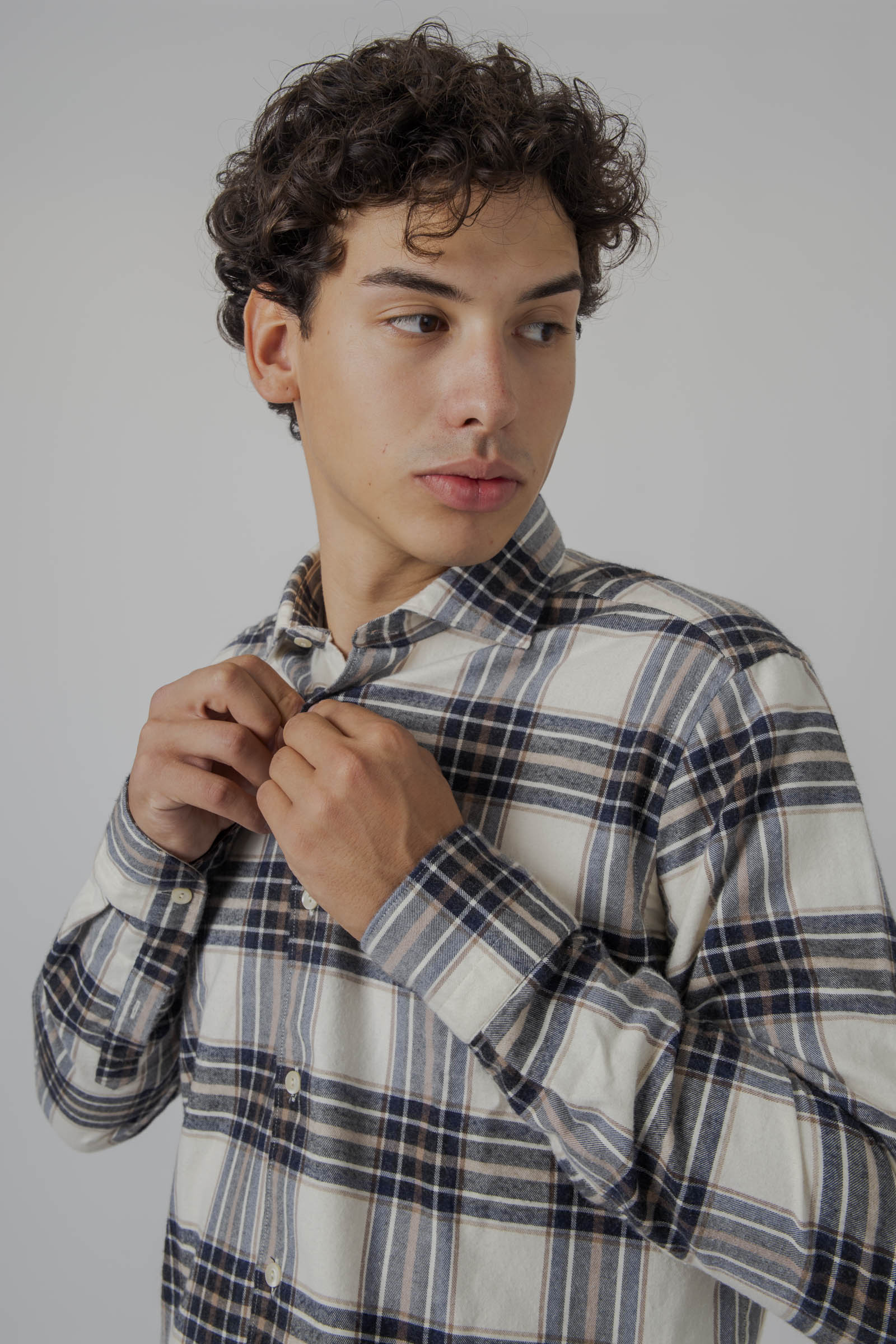 Tintoria Mattei Camicia Check Panna/blu Uomo - 1