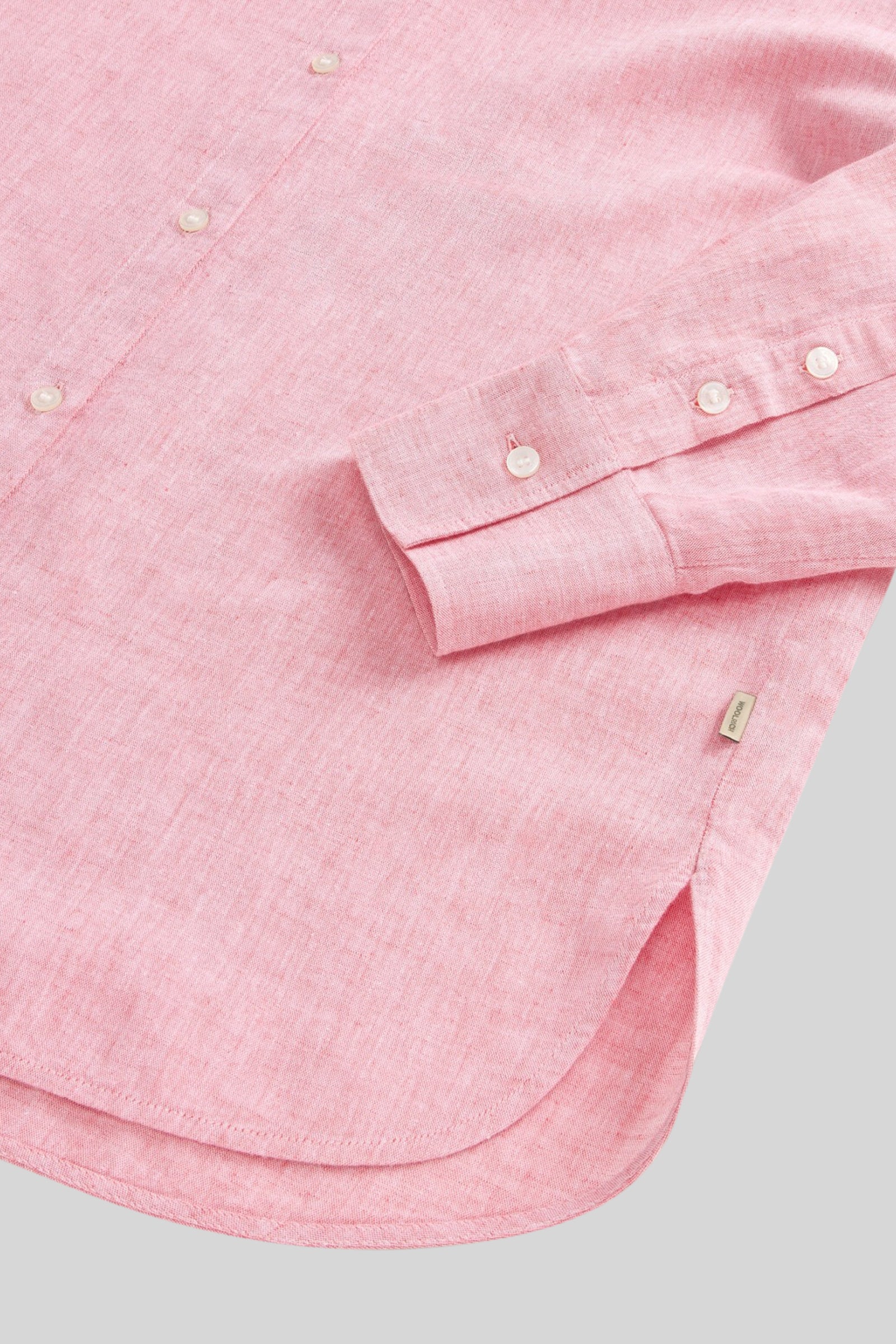 Woolrich Camicia Boyfriend In Misto Cotone E Lino Rosa Donna - 5
