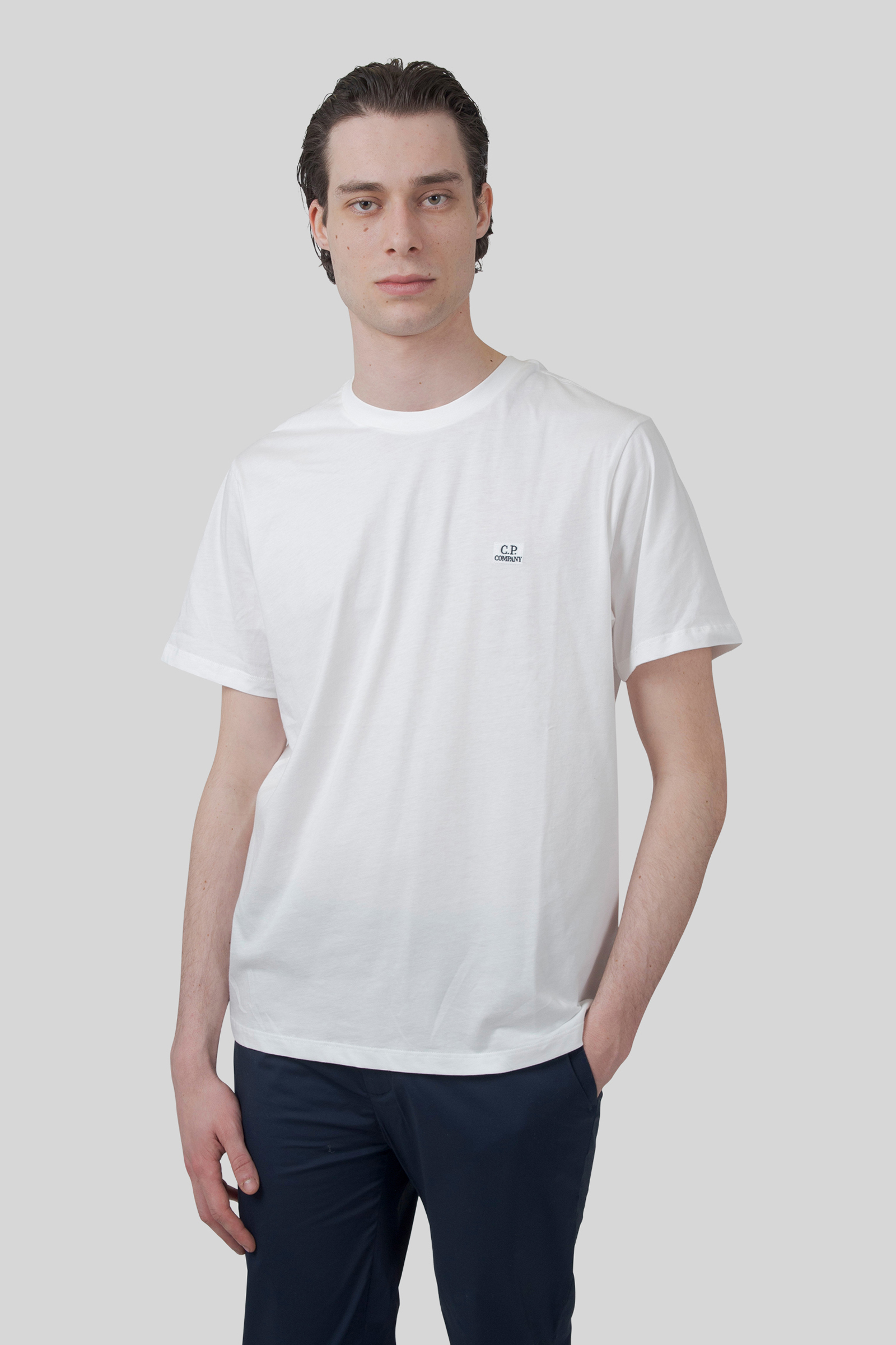C.p. Company T-shirt 30/1 Jersey Logo Patch Bianco Off Uomo - 3