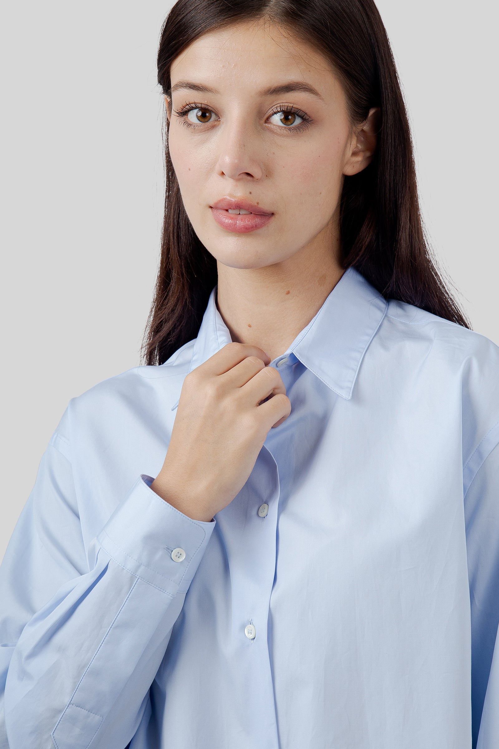 Aspesi Camicia Boxy In Popeline Di Cotone Azzurro Donna - 4