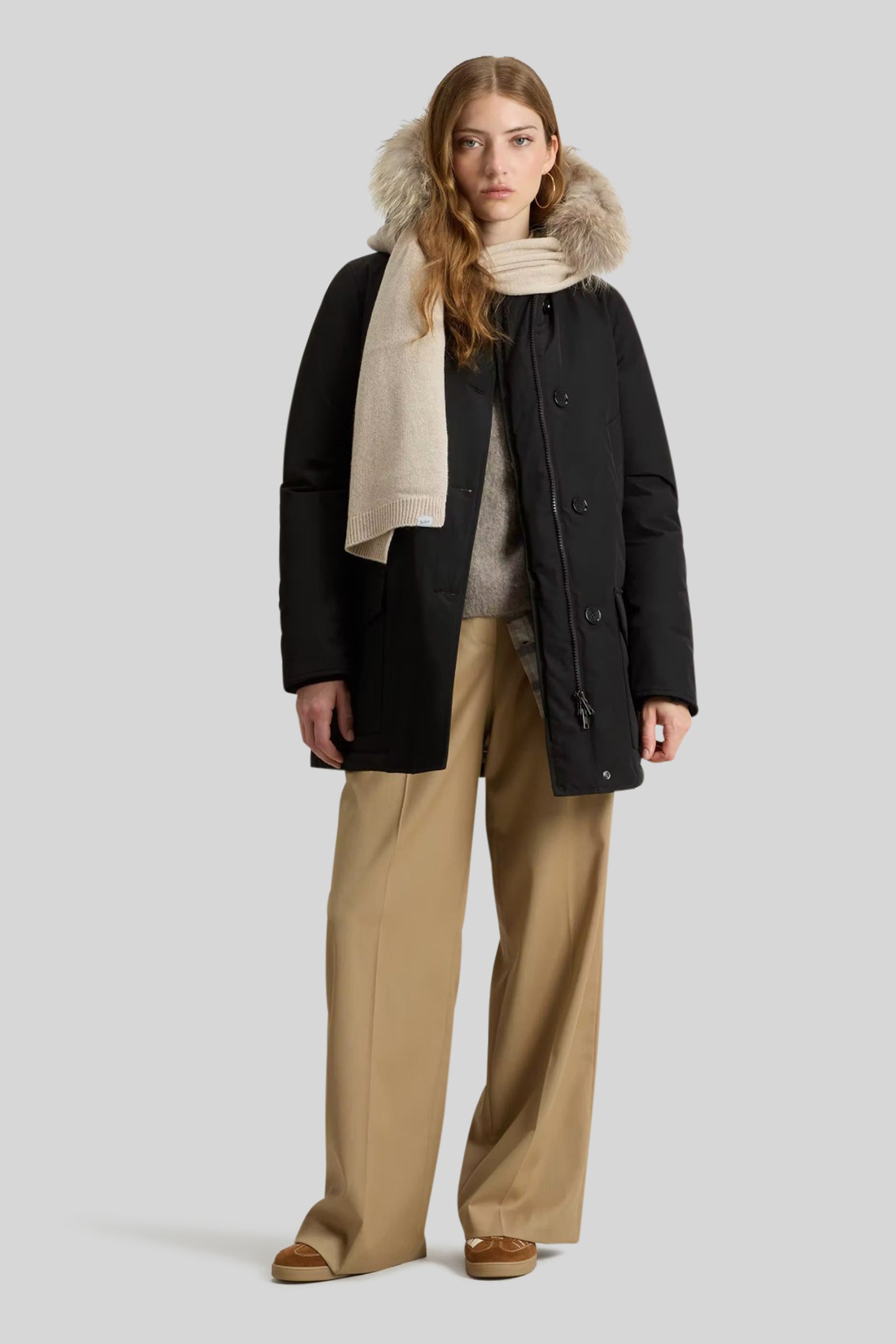 Woolrich Arctic Parka In Ramar Cloth Con Pelliccia Removibile Nero Donna - 2