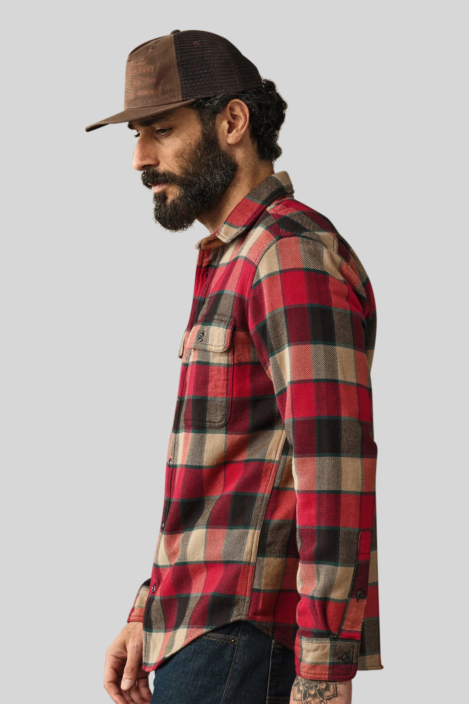 Filson Vintage Flannel Work Shirt Rosso/crema Uomo - 1