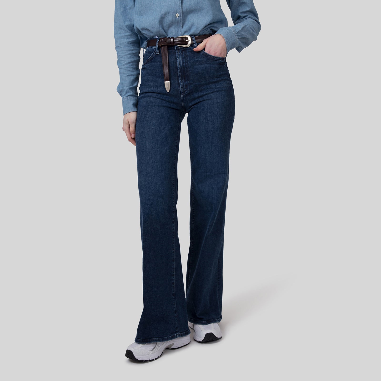 Mother Jeans The Hustler Roller Sneak Blu Medio Donna - 6