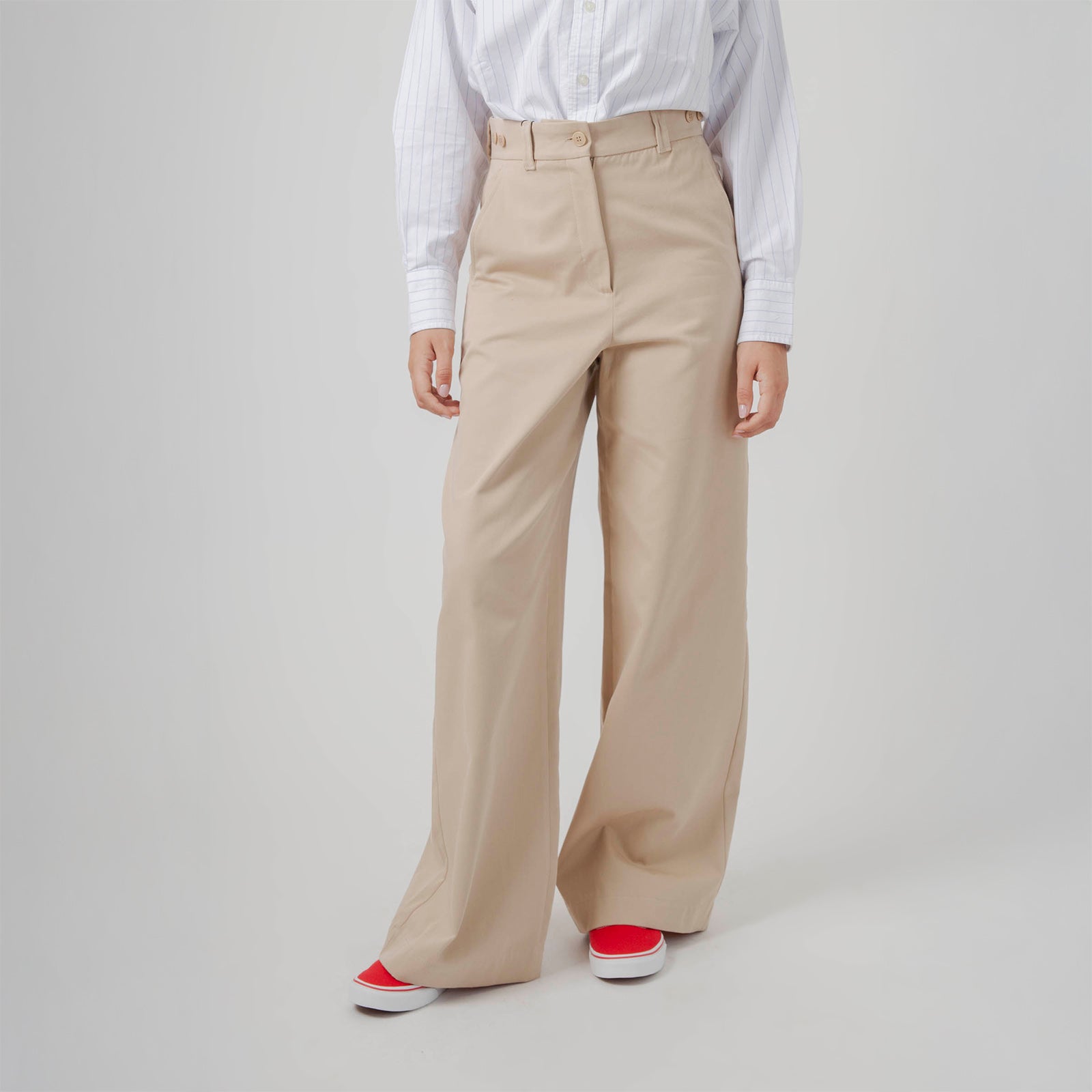 Max Mara Weekend Pantalone In Gabardina Di Cotone Alfeo Beige Donna - 7