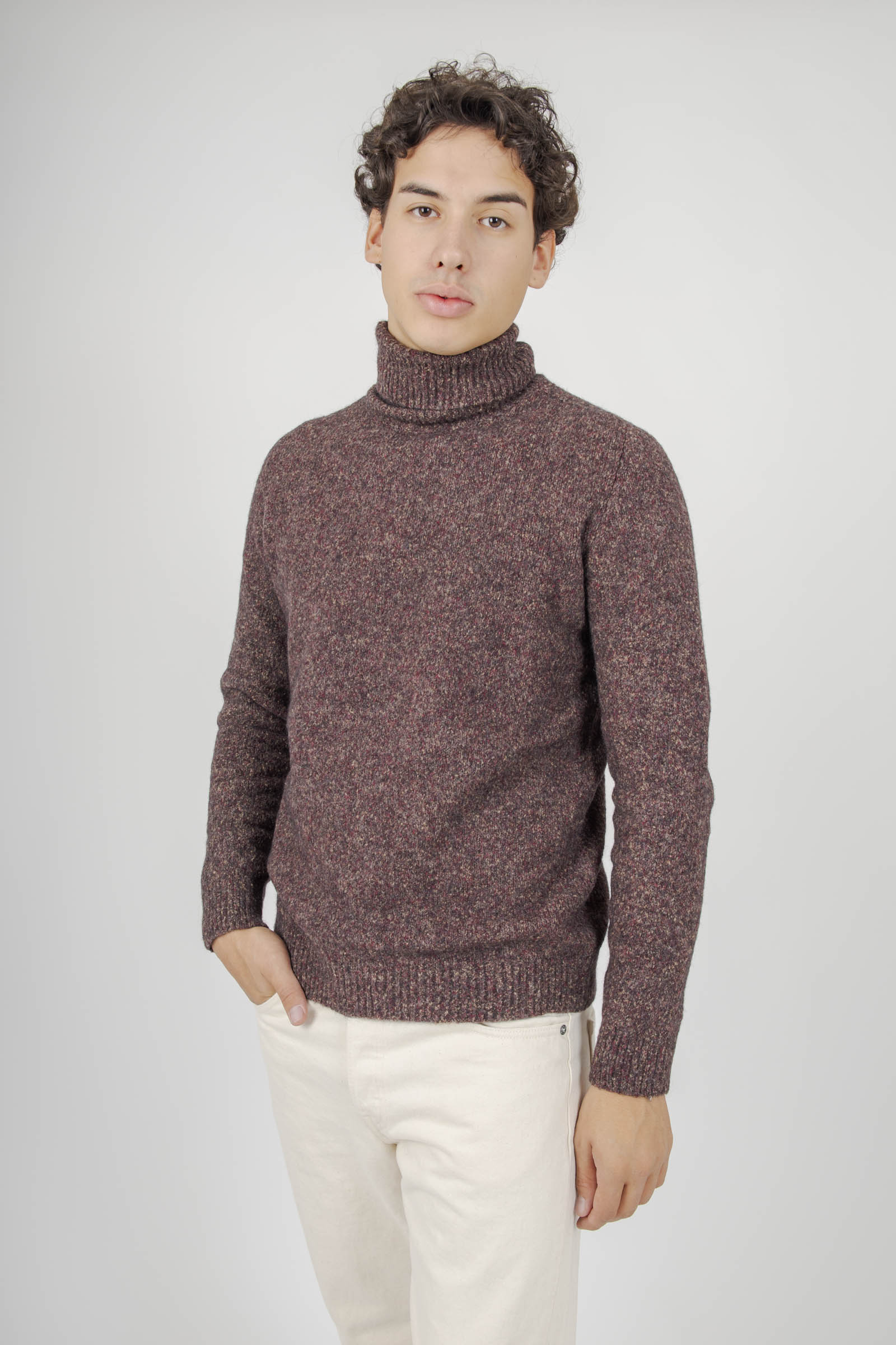 Roberto Collina Maglia Dolcevita Swg Bordeaux Uomo - 5