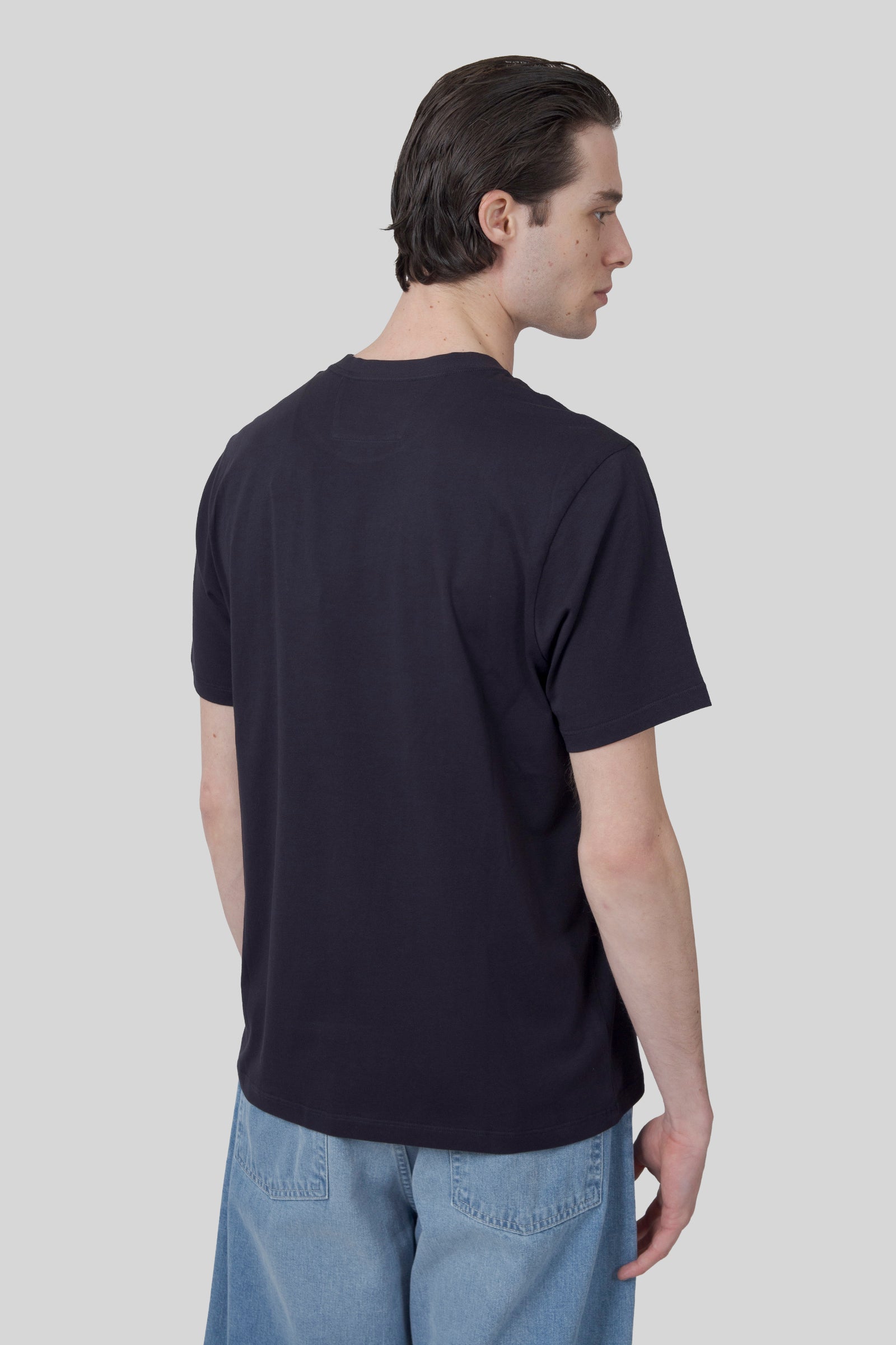 C.p. Company T-shirt 30/1 Jersey Logo Patch Blu Uomo - 5