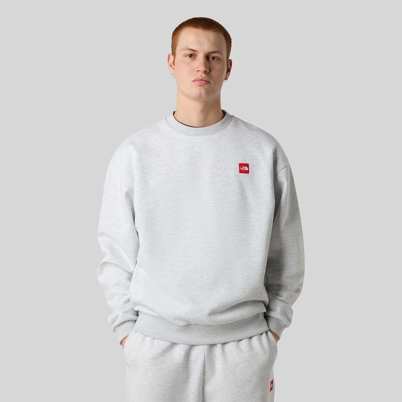 The North Face Felpa Girocollo Red Box Grigio Chiaro Uomo - 4