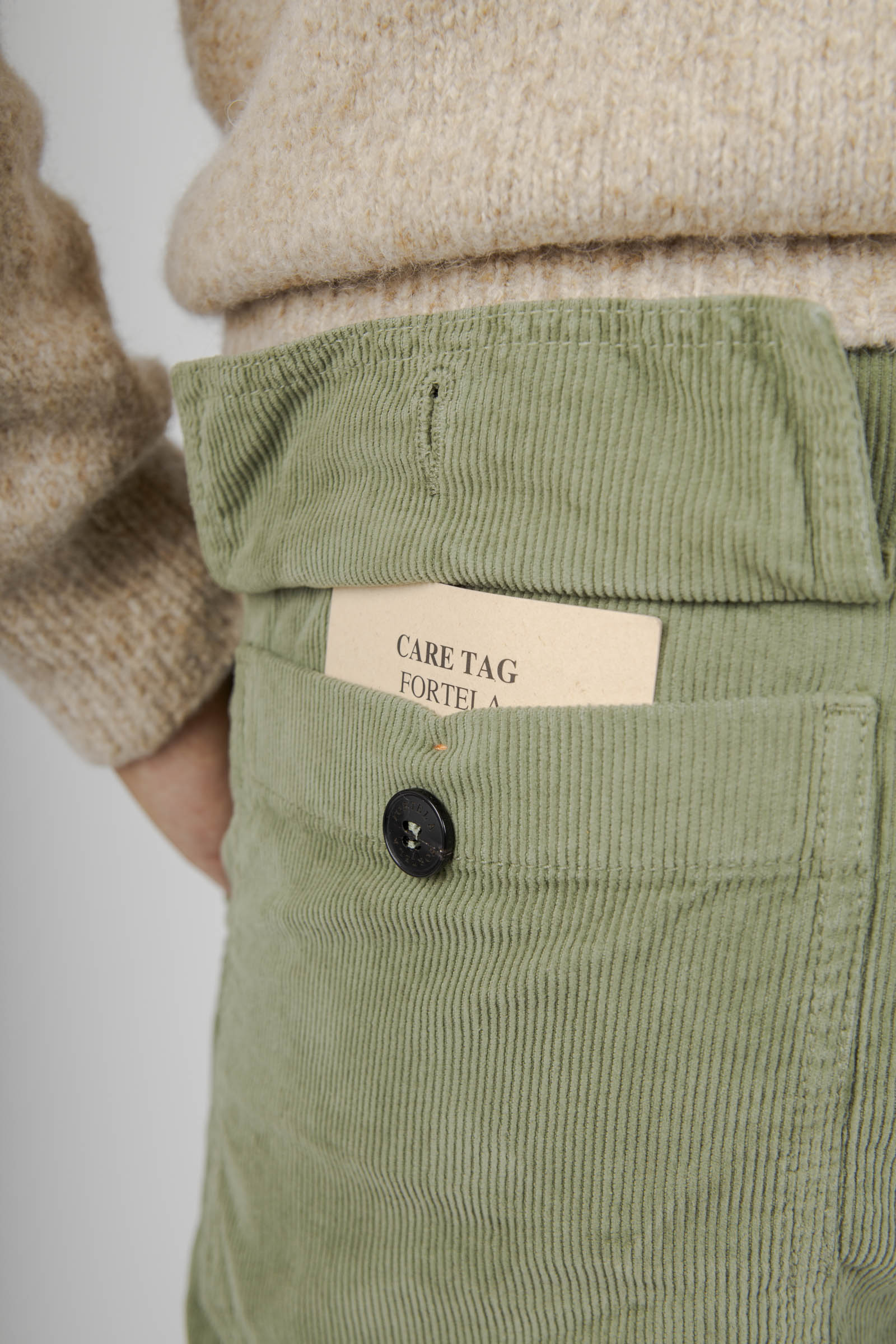 Fortela Pantalone Fatigue In Velluto A Costine Verde Uomo - 4