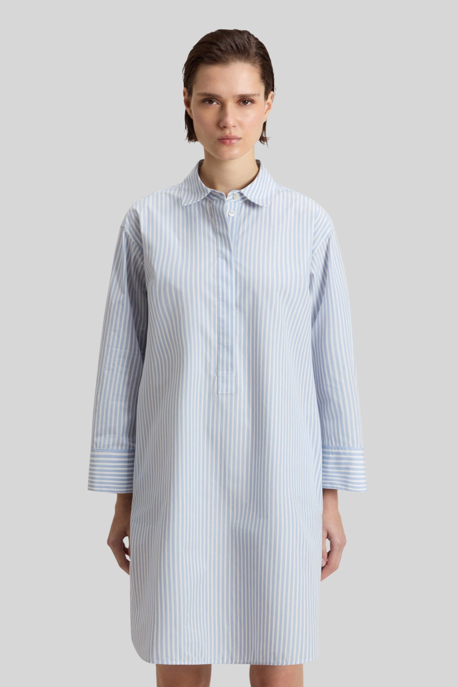 Striped Pure Cotton Poplin Serafino Dress - 4