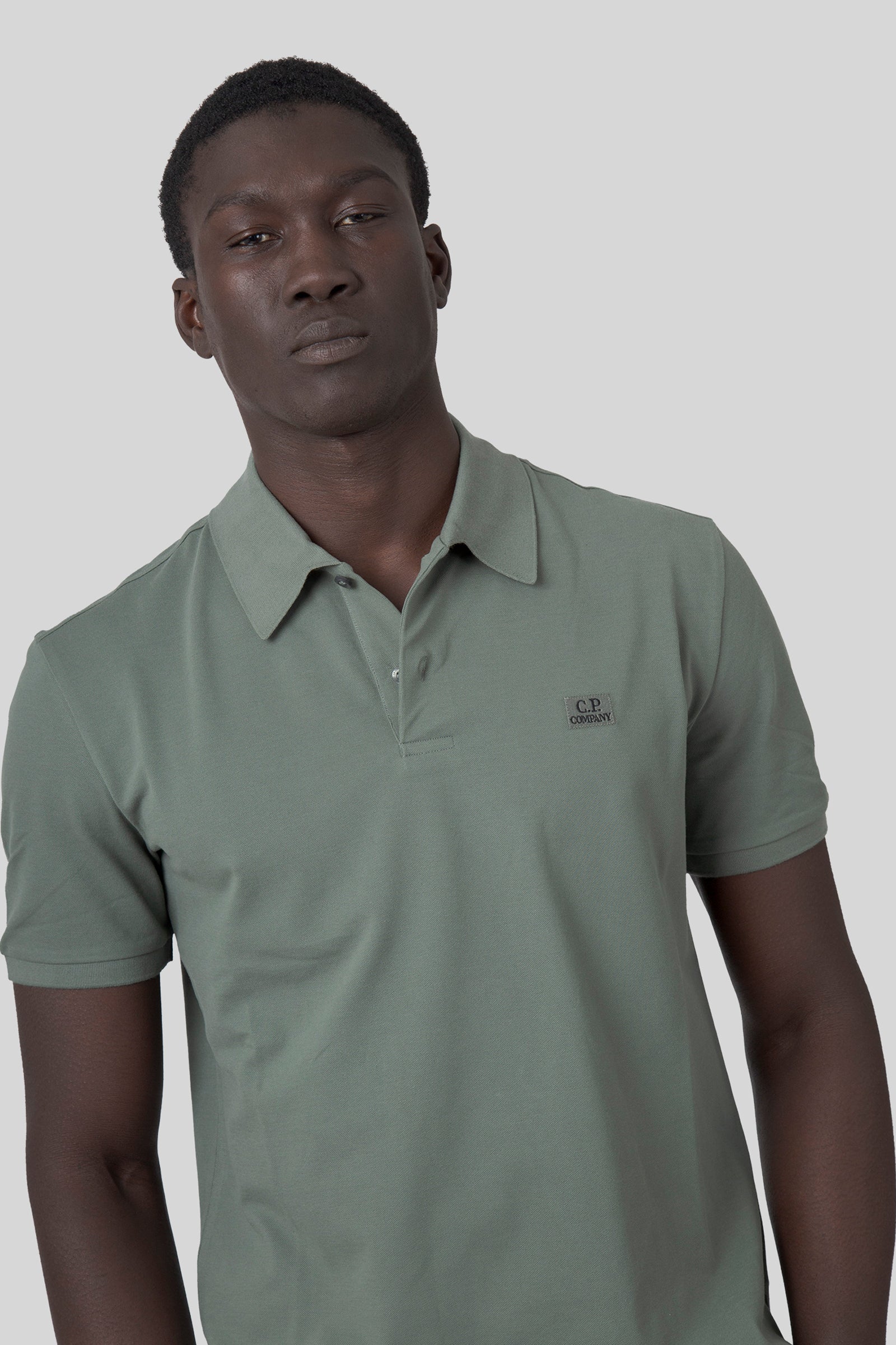 C.p. Company Polo Stretch Piquet Verde Salvia Uomo - 5