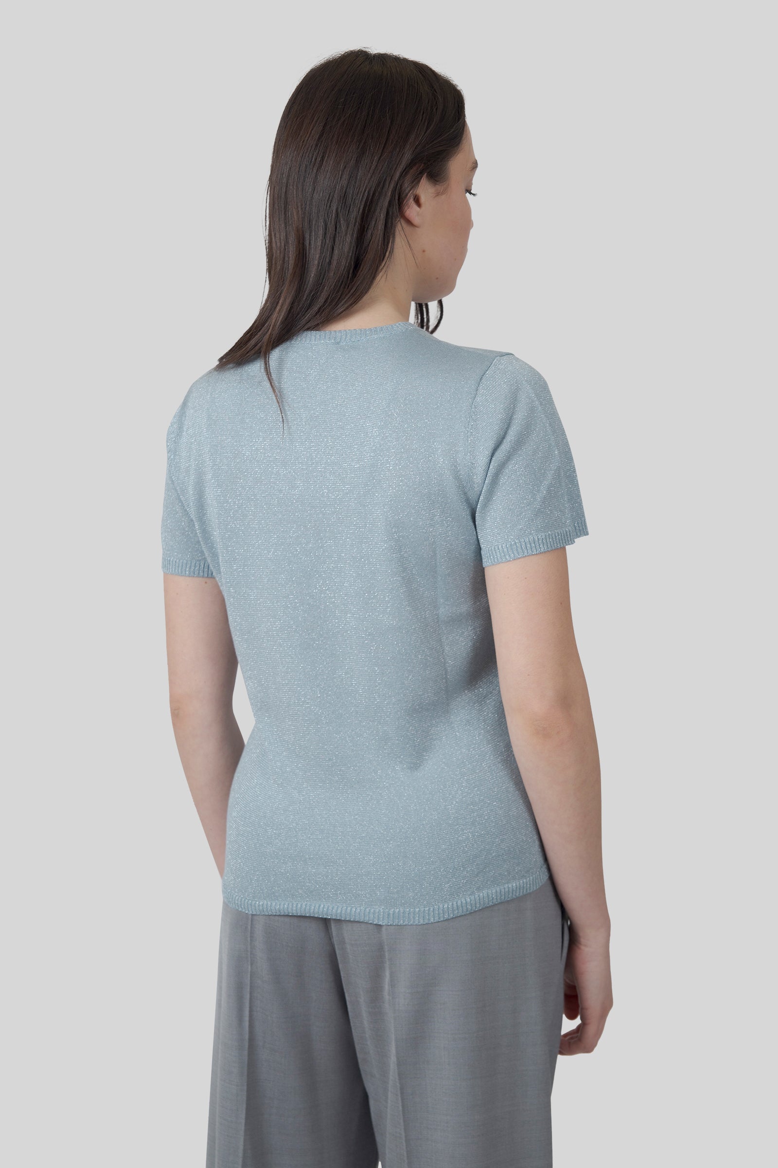 Absolut Cashmere Maglia Maria Glitter Verde Acqua Donna - 5