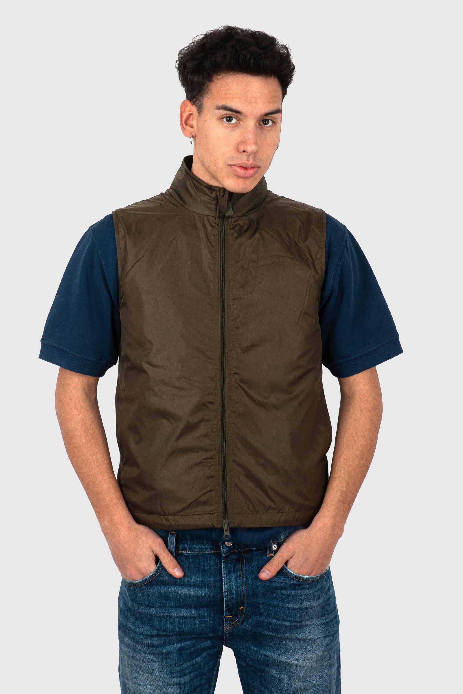 Aspesi Gilet Vernes Verde Militare Uomo - 4