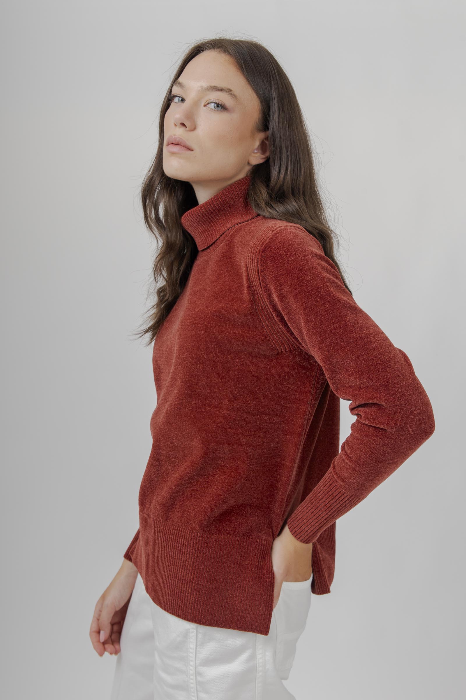 Velvet Vent Turtleneck Wom Sweater - 5