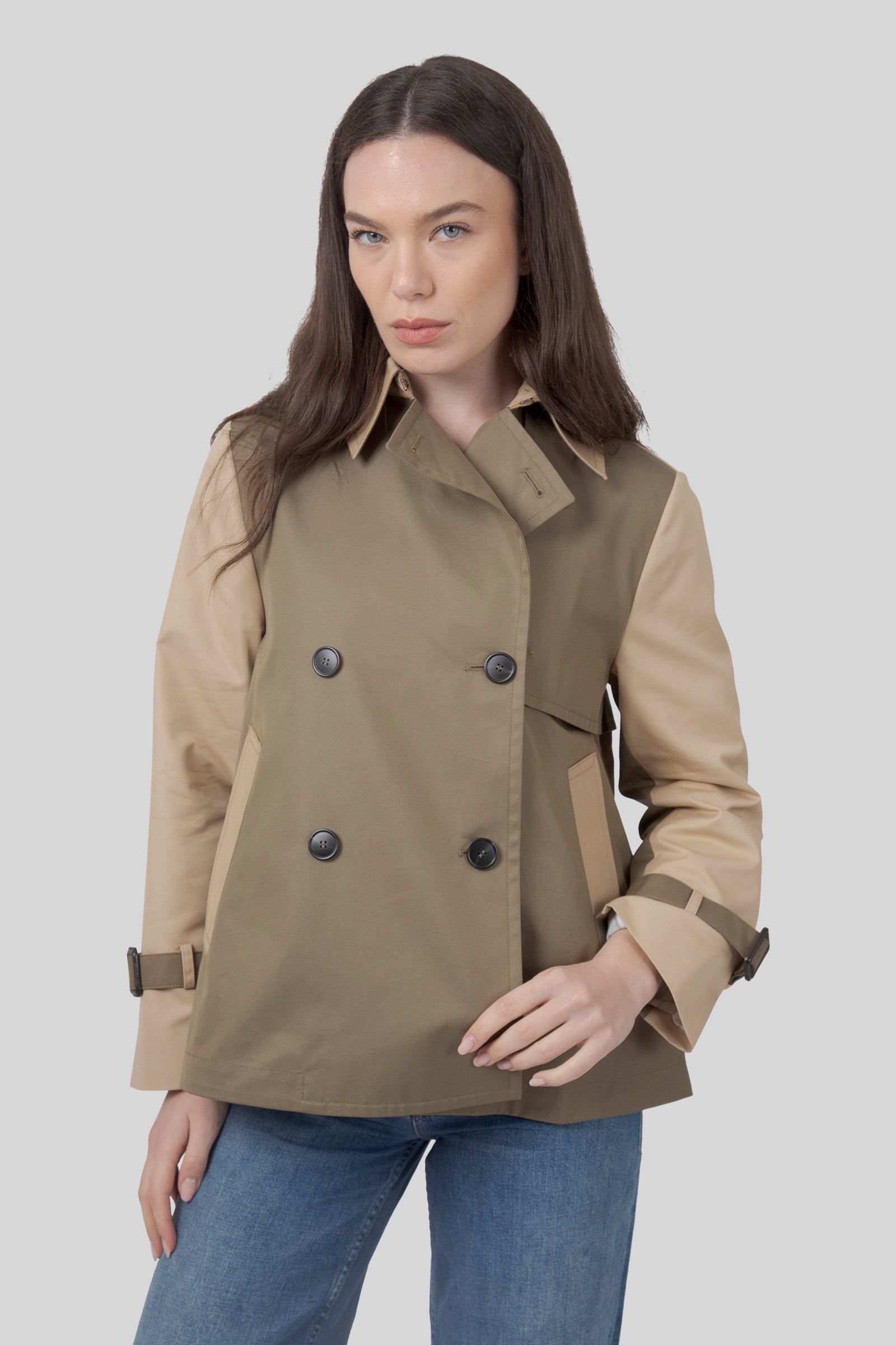 Biglia Water-repellent Gabardine Crop Trench Coat - 6
