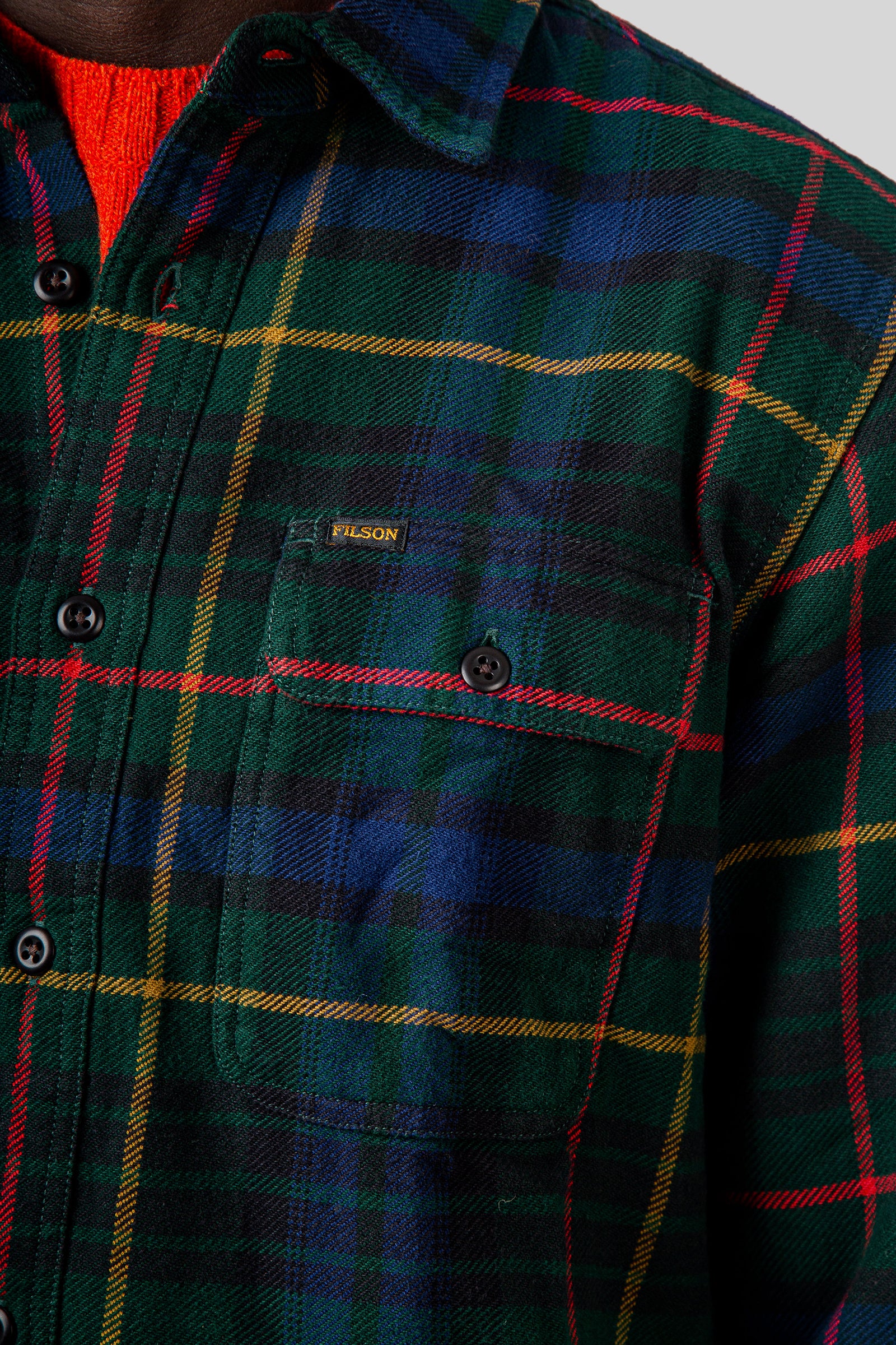 Filson Vintage Flannel Work Shirt Verde/blu Uomo - 6