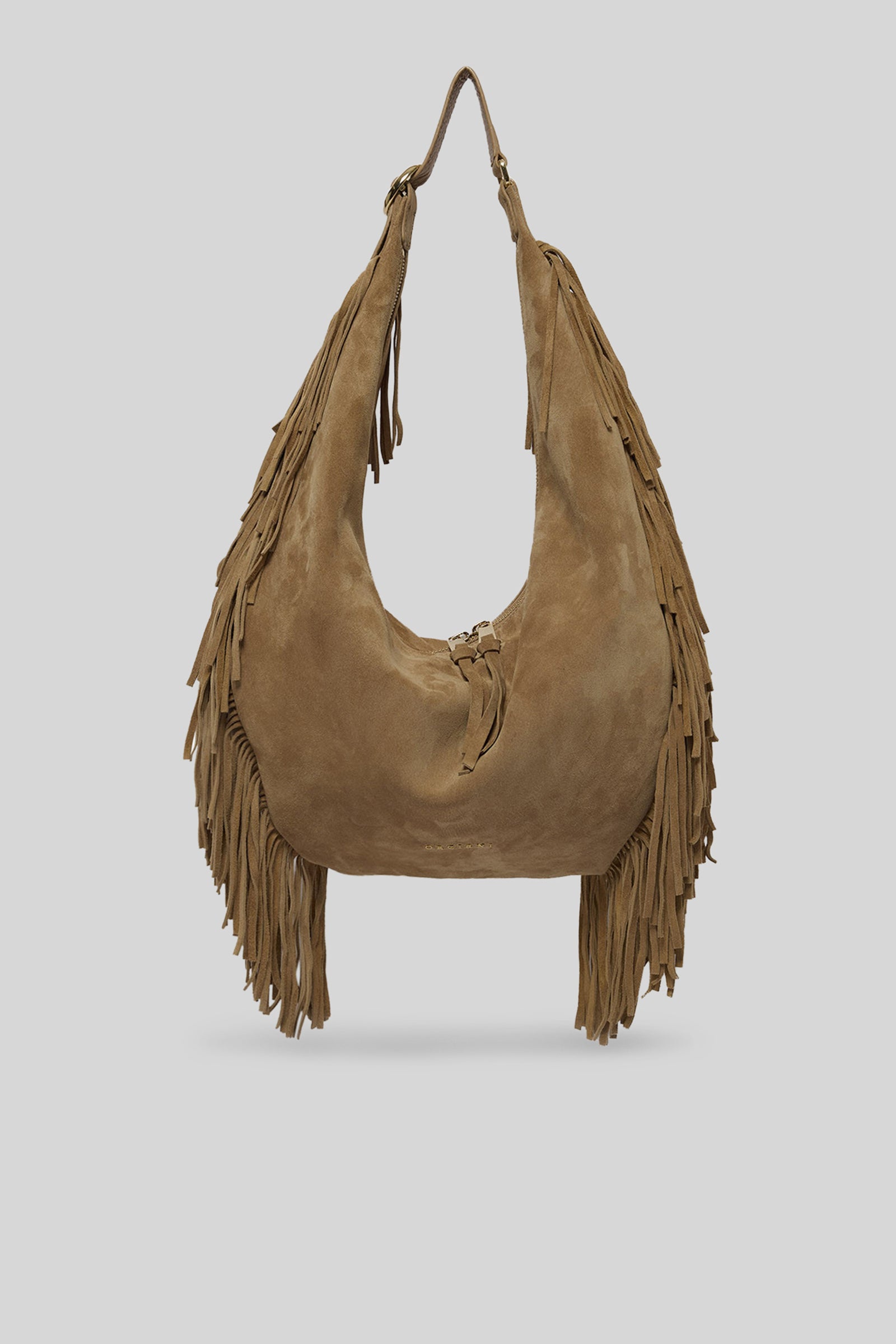 Orciani Borsa Hobo Large Peach Fringe In Suede Biscotto Donna - 1