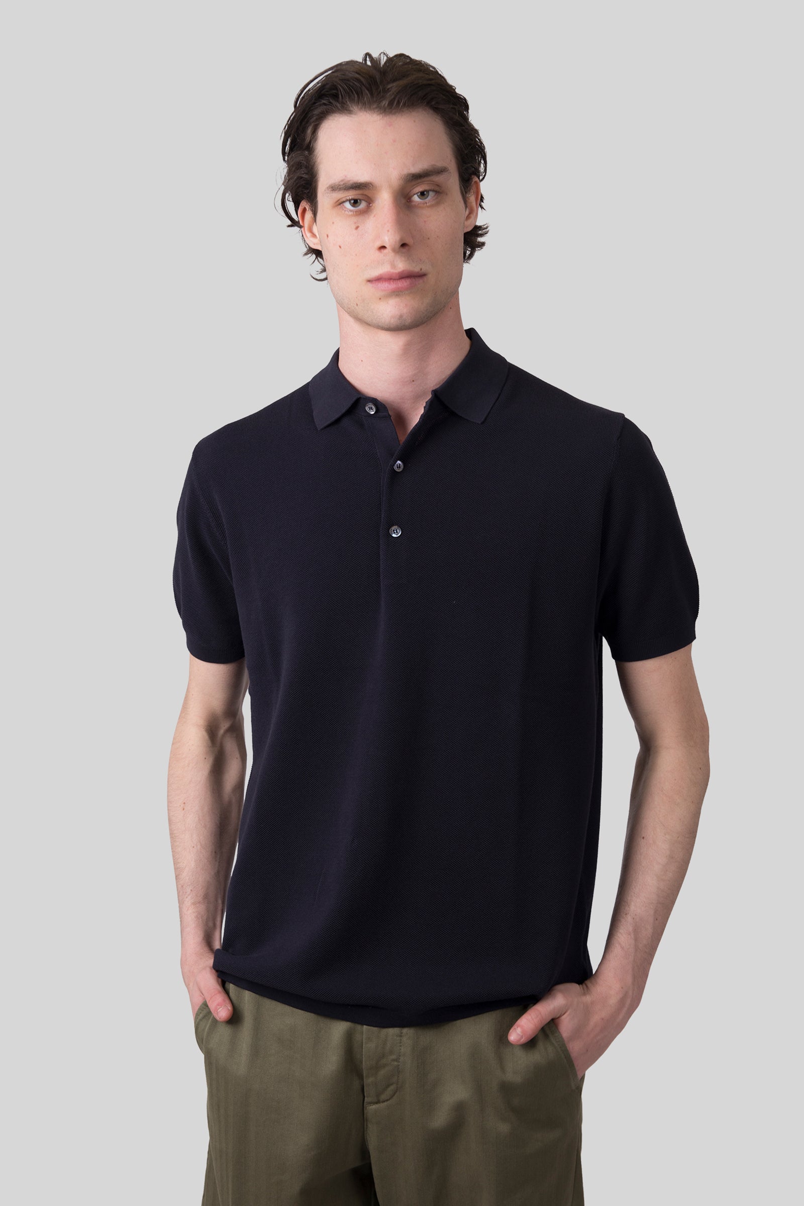 Piquet Stitch Cotton Polo Shirt - 6
