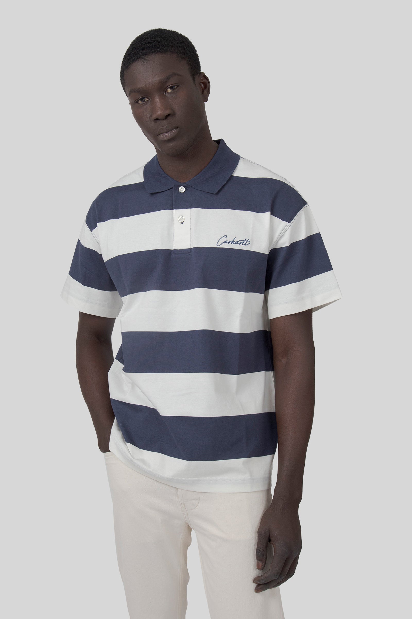 Carhartt Wip Delray Polo Blu/bianco Off Uomo - 3