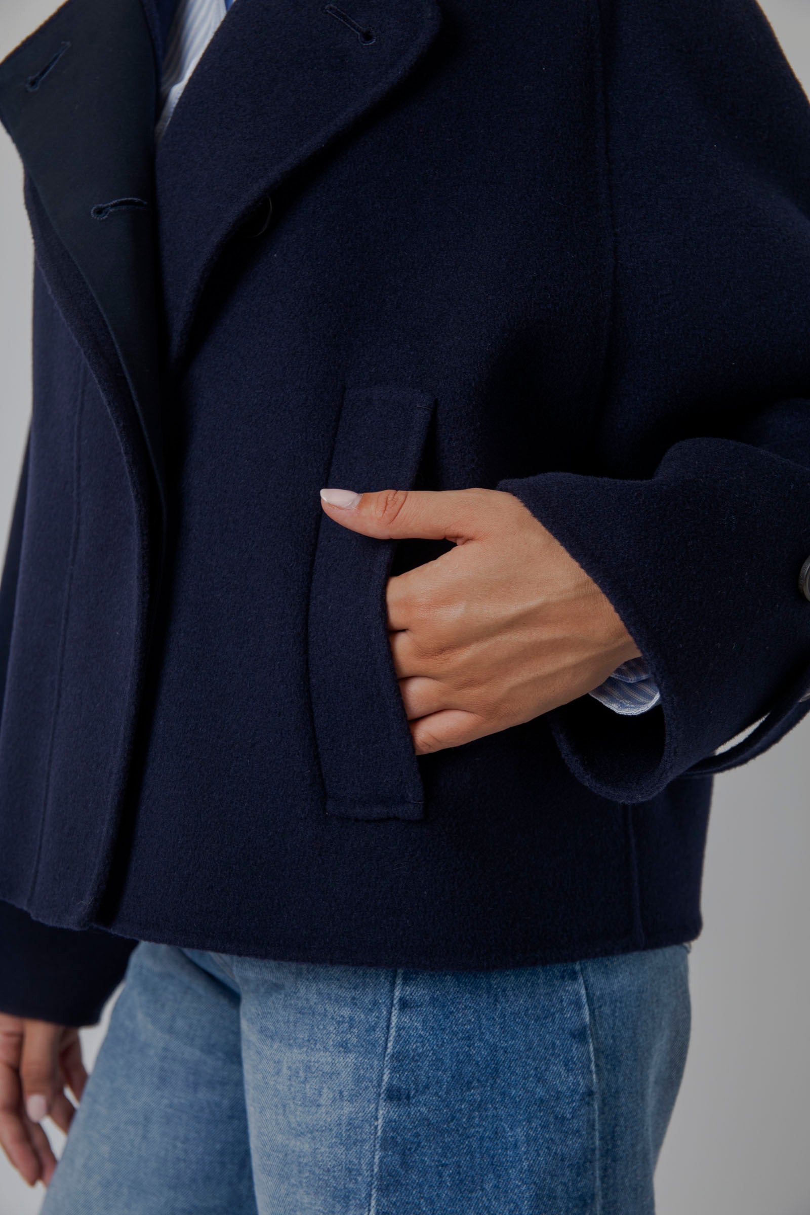 Weekend Max Mara Cappotto Corto In Drap Di Lana Carella Blu Donna - 9