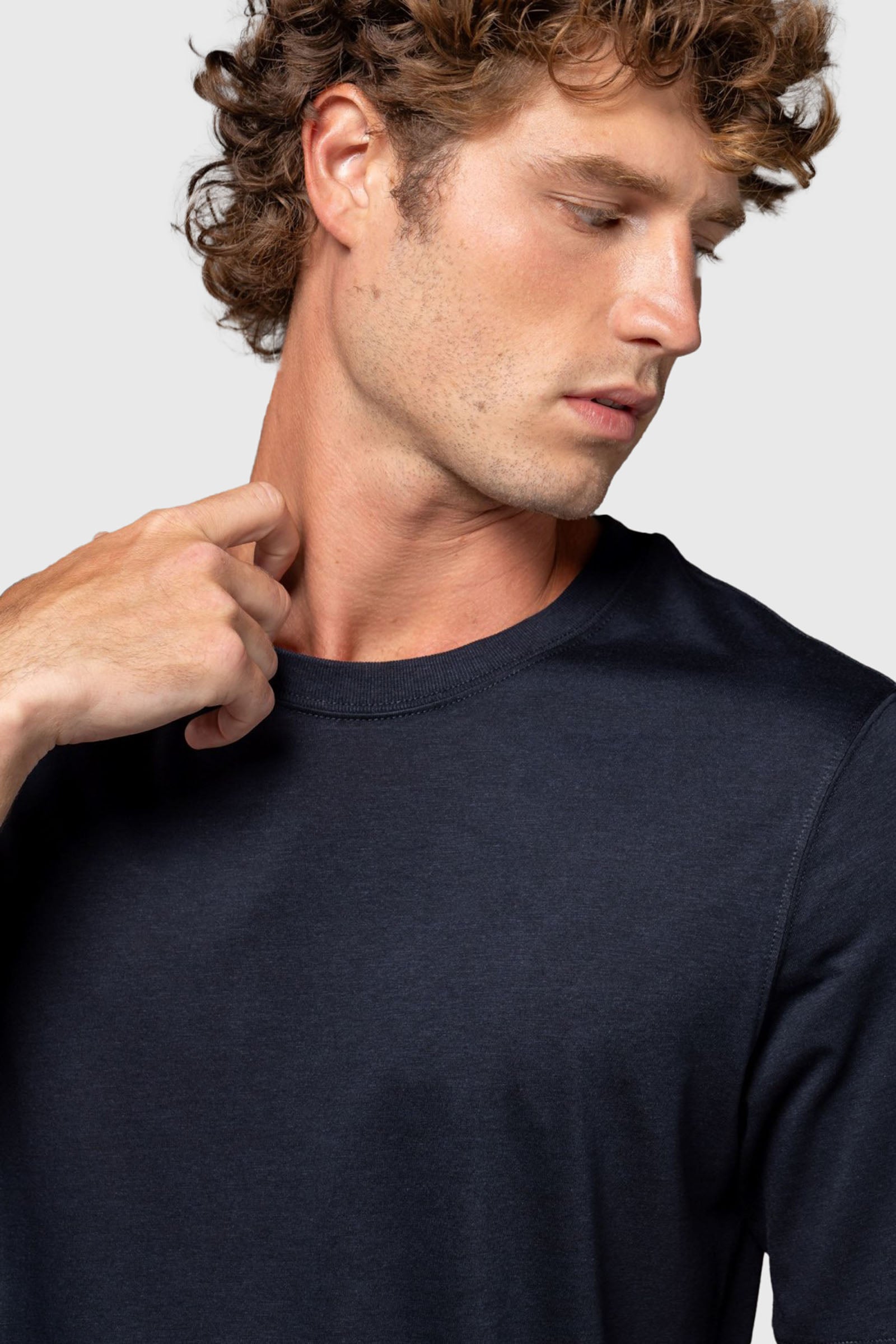 Majestic Filatures T-shirt Lyocell E Cotone Organico Blu Uomo - 2