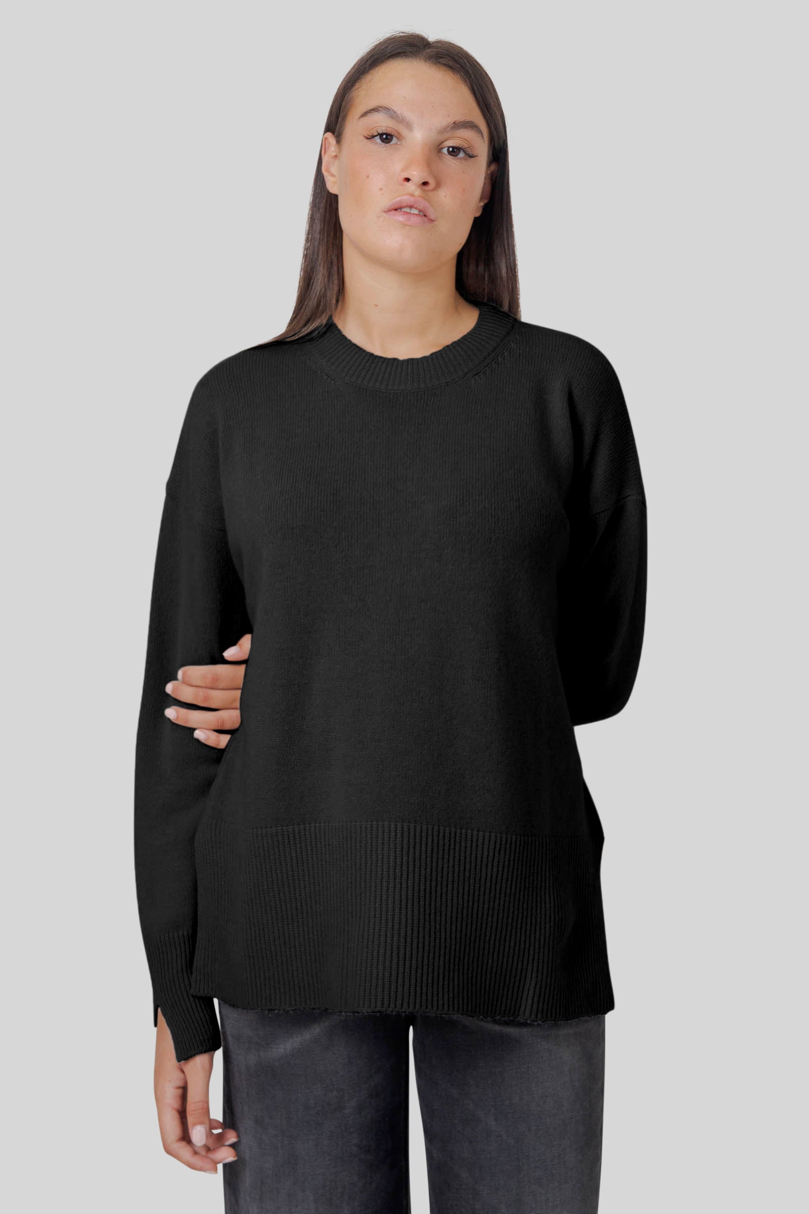 Roberto Collina Maglia Girocollo Lana Cashmere Nero Donna - 2