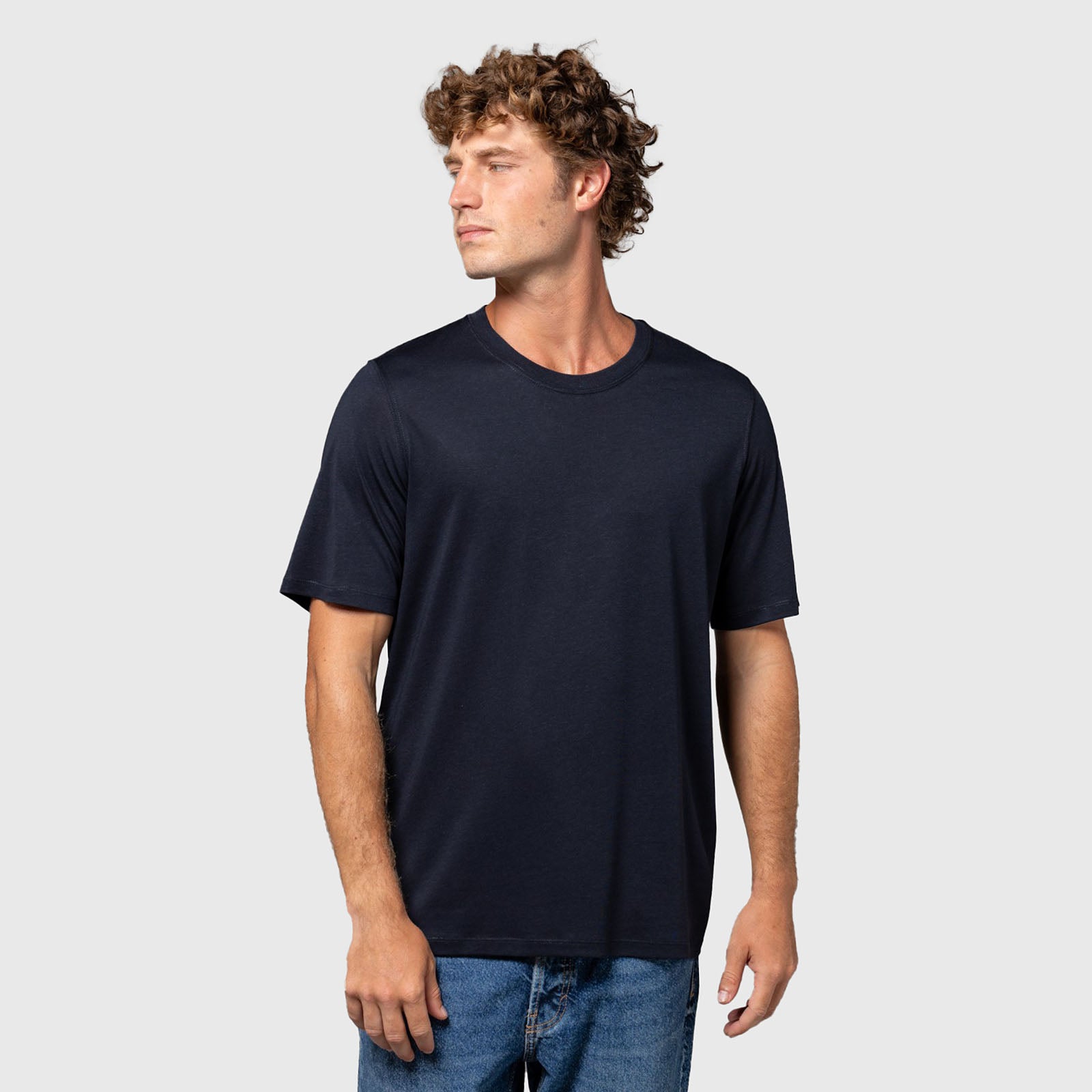 Majestic Filatures T-shirt Lyocell E Cotone Organico Blu Uomo - 5