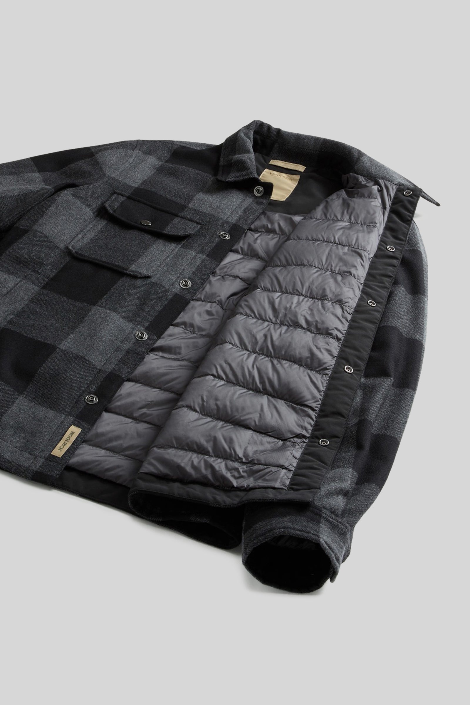 Woolrich Wool Check Alaskan Shirt Jacket Antracite Uomo - 6