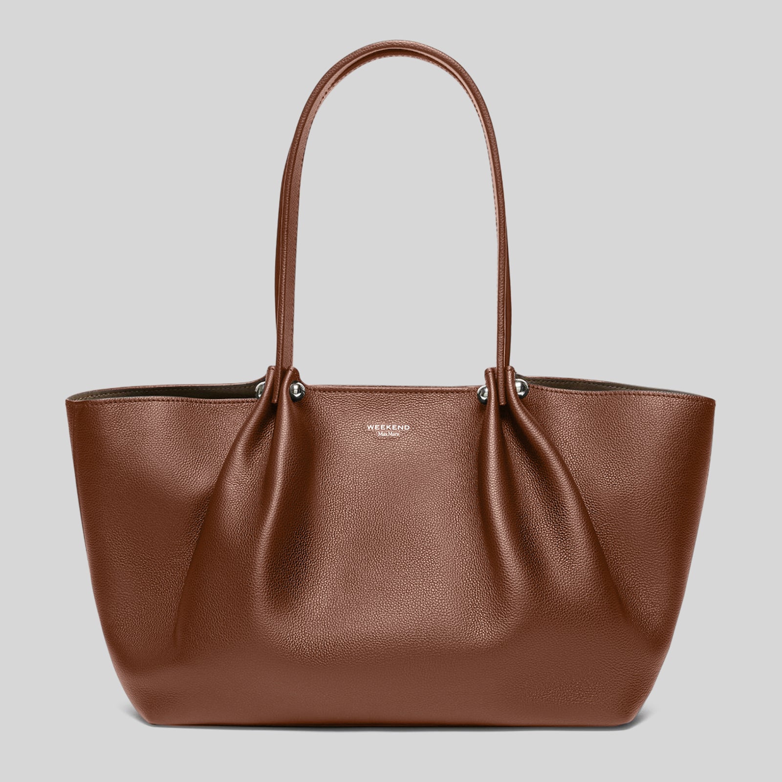 Max Mara Weekend Tote Bag In Pelle Texturizzata Satira Marrone Donna - 8