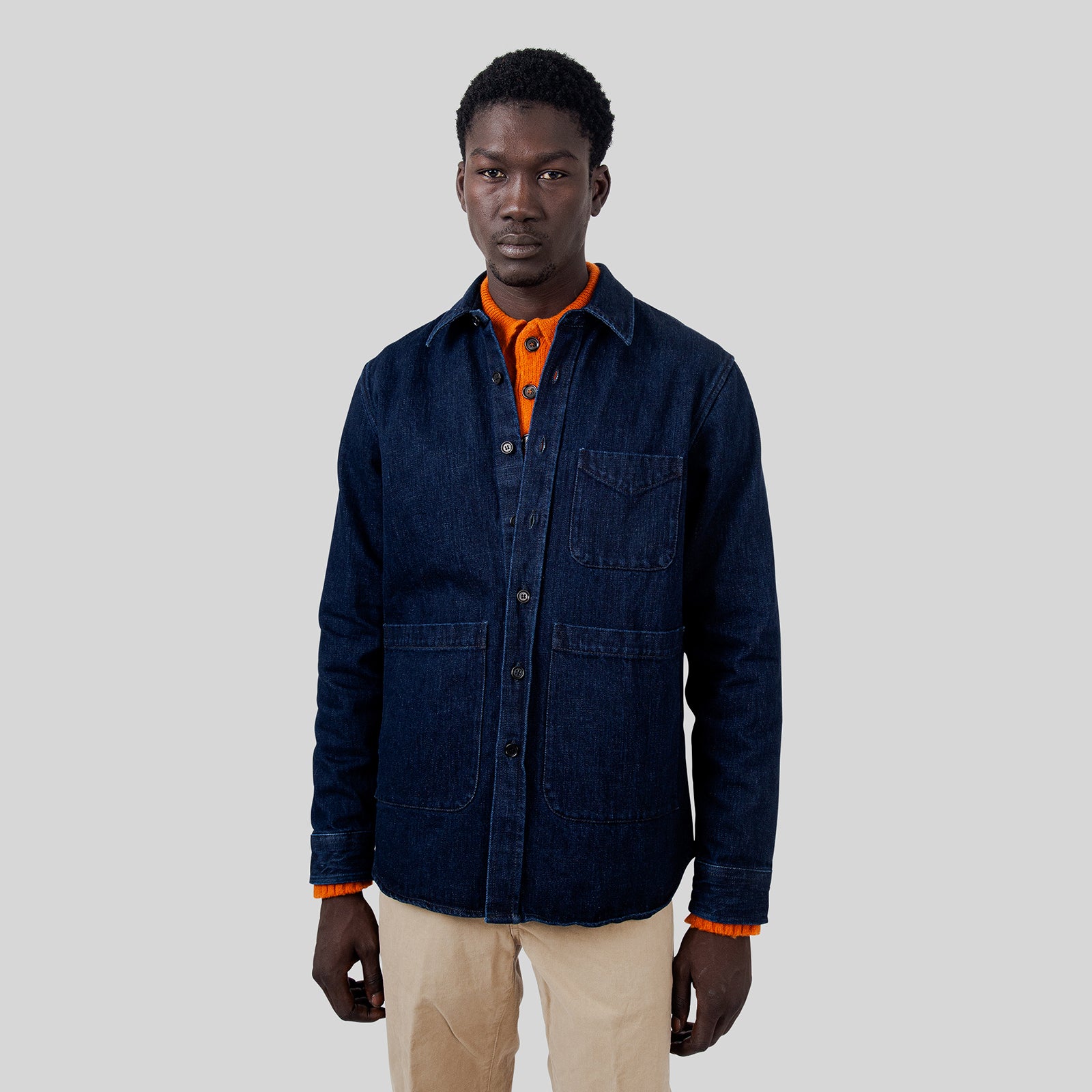 Aspesi Camicia Ut Denim Blu Medio Uomo - 8