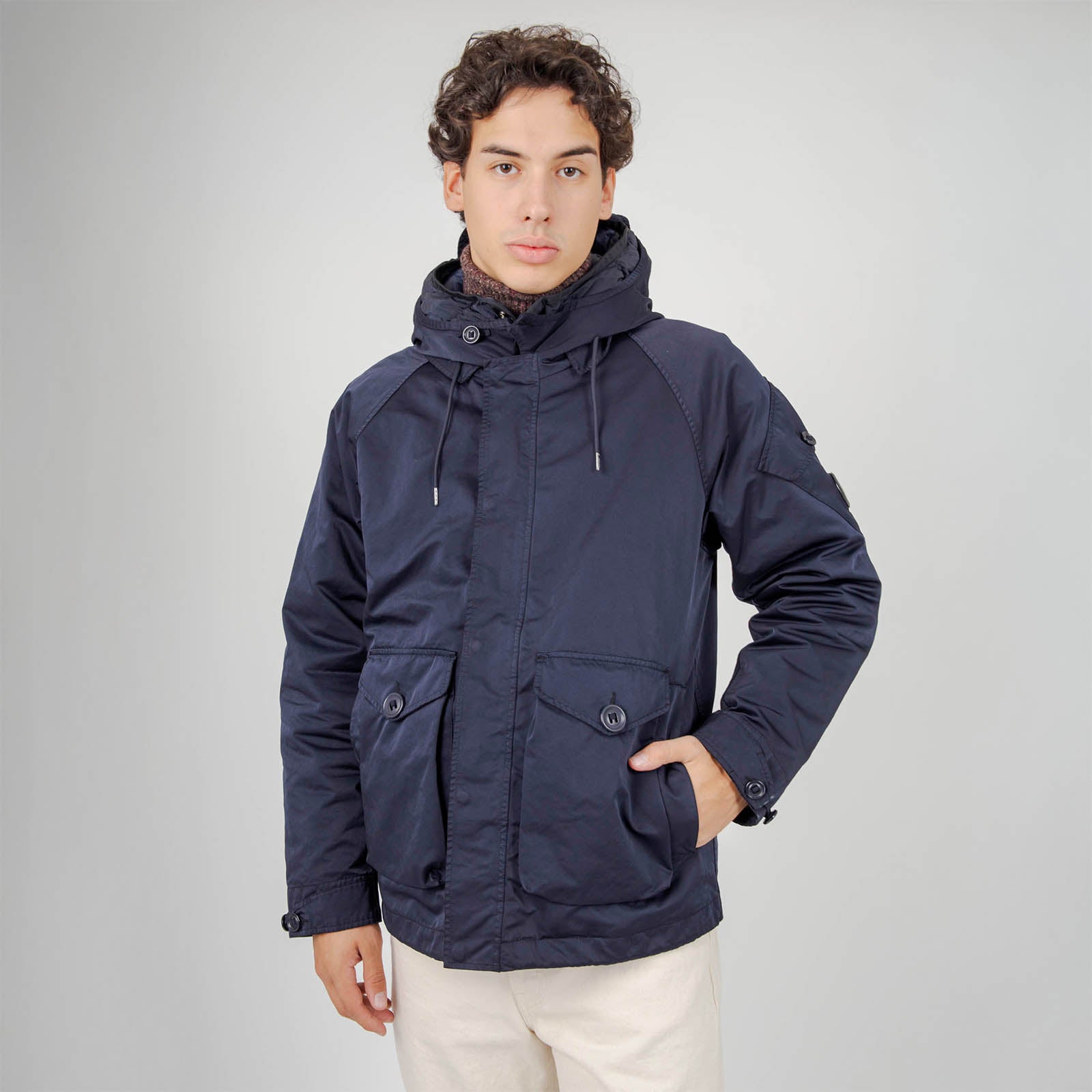 C.p. Company Giubbotto Micro Kei Hooded Lens Blu Scuro Uomo - 11