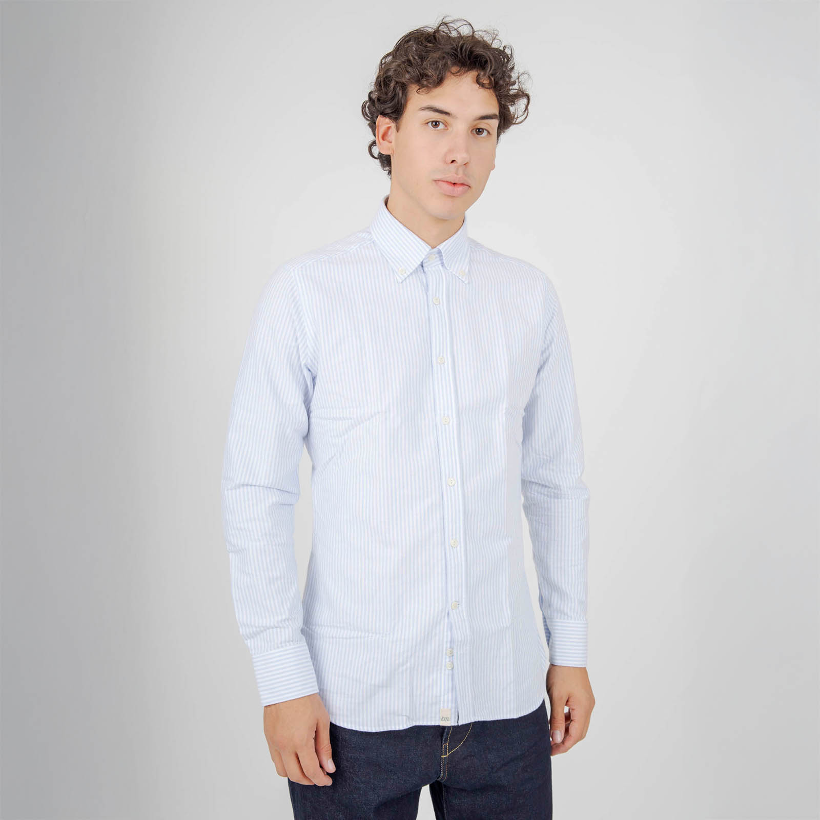 Tintoria Mattei Camicia Riga Flanella Azzurro Uomo - 8