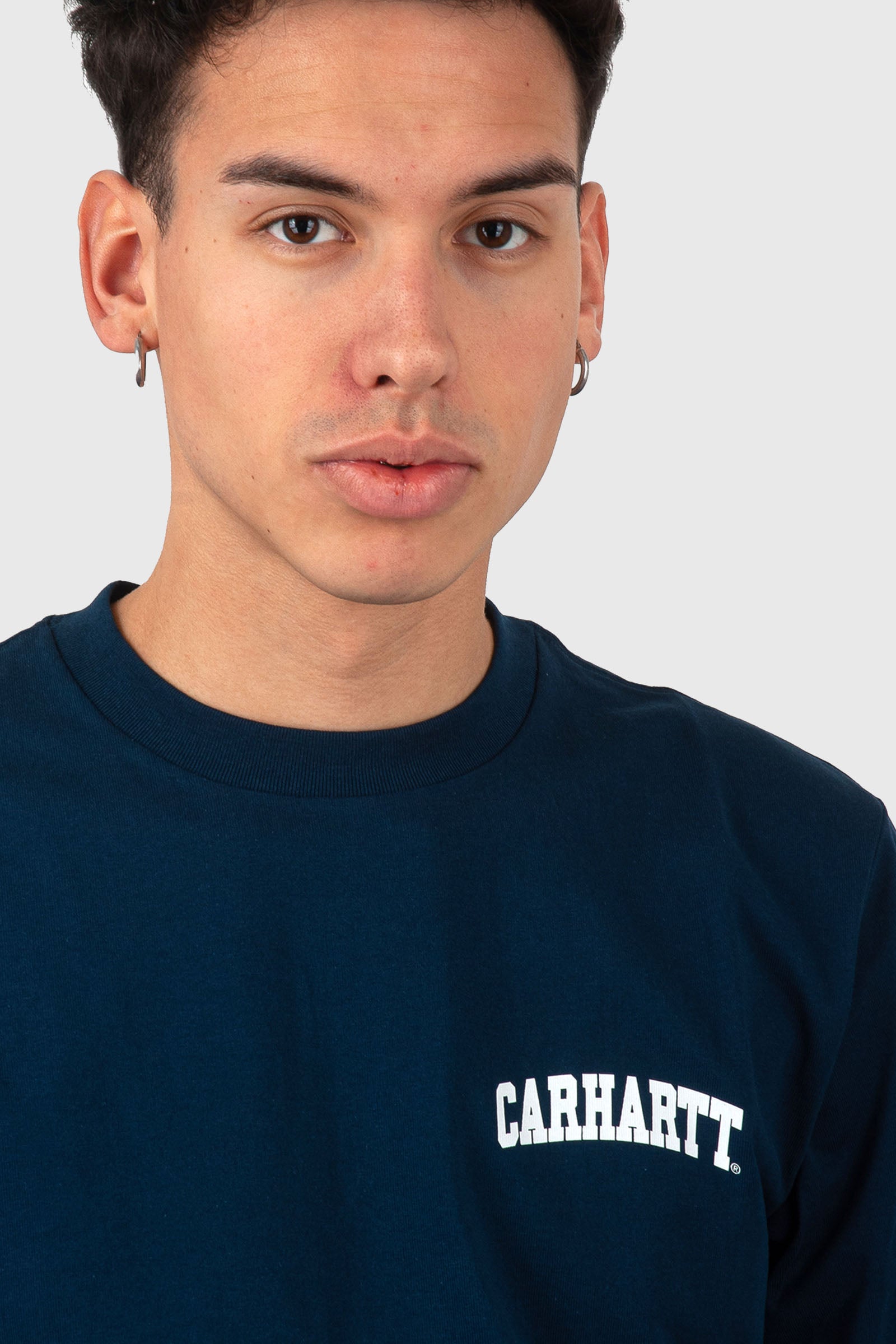 Carhartt Wip T-shirt S/s University Script Blu Navy Uomo - 2