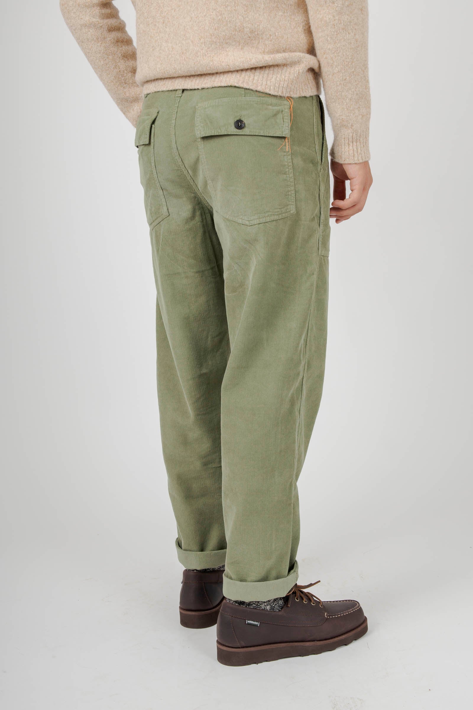 Fortela Pantalone Fatigue In Velluto A Costine Verde Uomo - 5