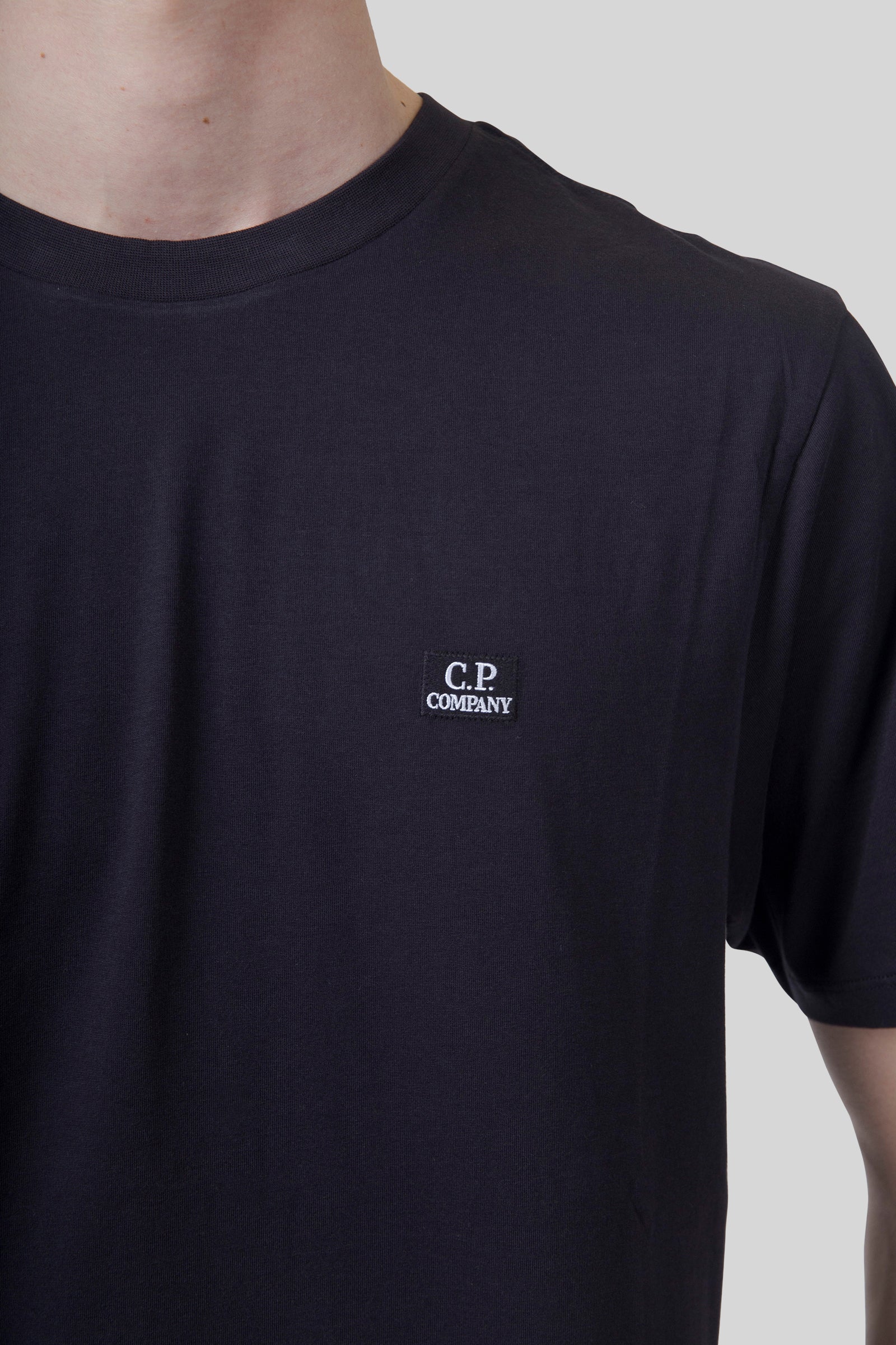 C.p. Company T-shirt 30/1 Jersey Logo Patch Blu Uomo - 4