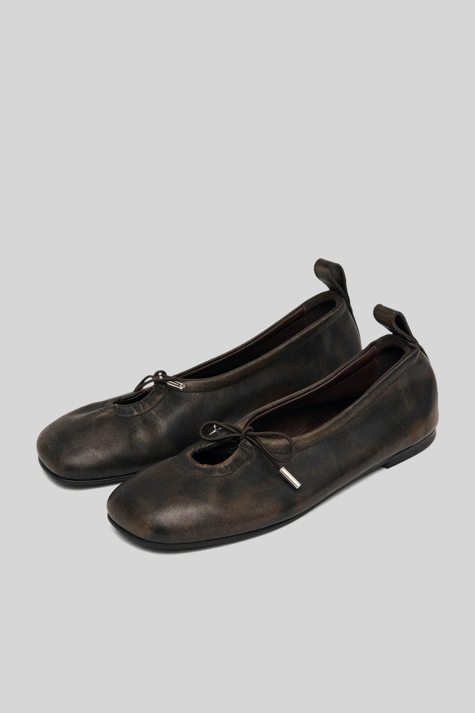 Alohas Rosalind Brushed Brown Leather Ballet Flats Marrone Donna - 2