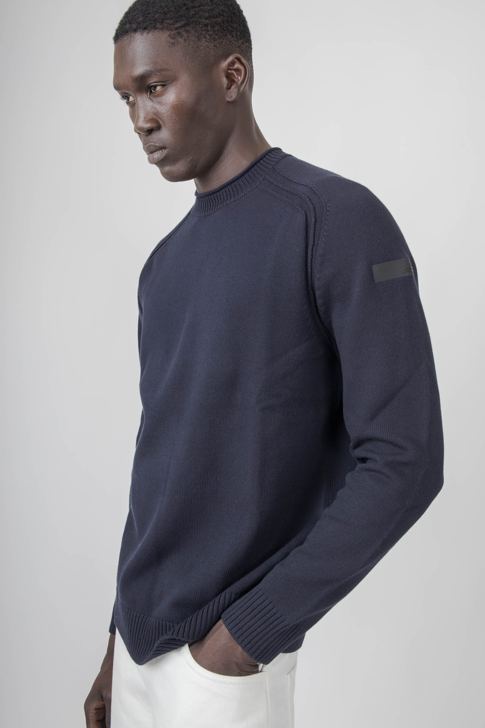Rrd Maglia Cotton Plain Round Knit Blu Scuro Uomo - 1