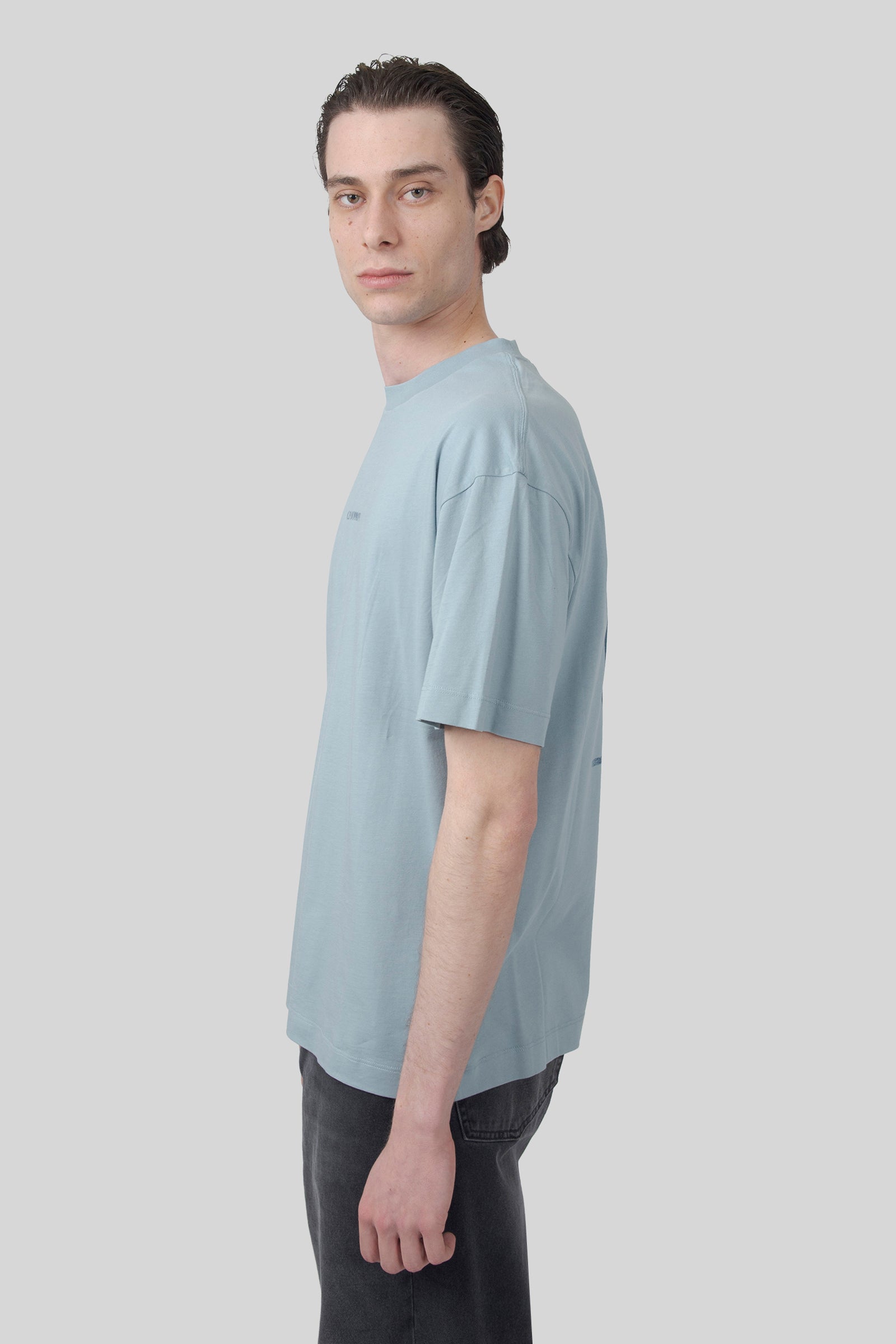 C.p. Company T-shirt 30/1 Jersey Logo Celeste Uomo - 3