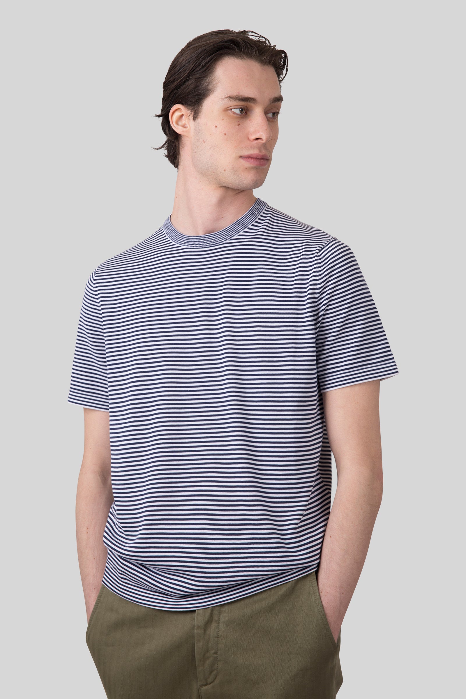 Aspesi T-shirt Misto Lino Seta Cotone Bianco/blu Uomo - 6