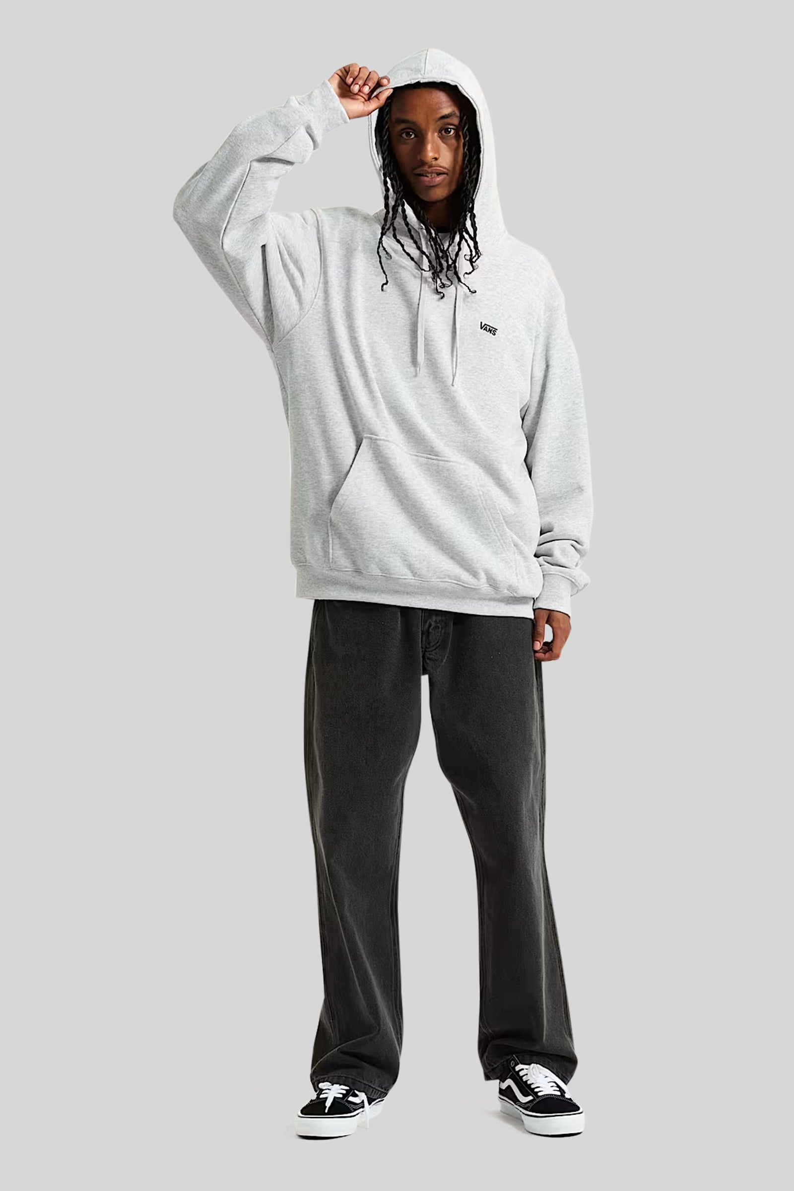 Vans "off The Wall" Felpa Cappuccio Left Chest Ii Grigio Chiaro Uomo - 5