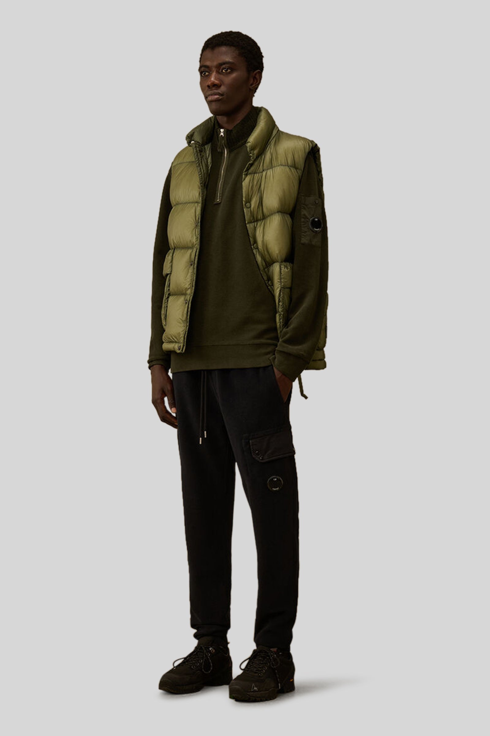 C.p. Company Brushed Emerized Diagonal Fleece Lens Sweatpants Blu Scuro Uomo - 4