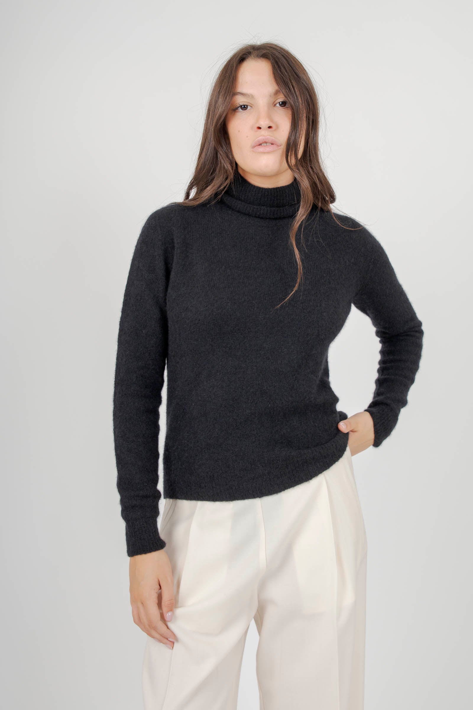 Roberto Collina Maglia Dolcevita Cashmere/seta Nero Donna - 5