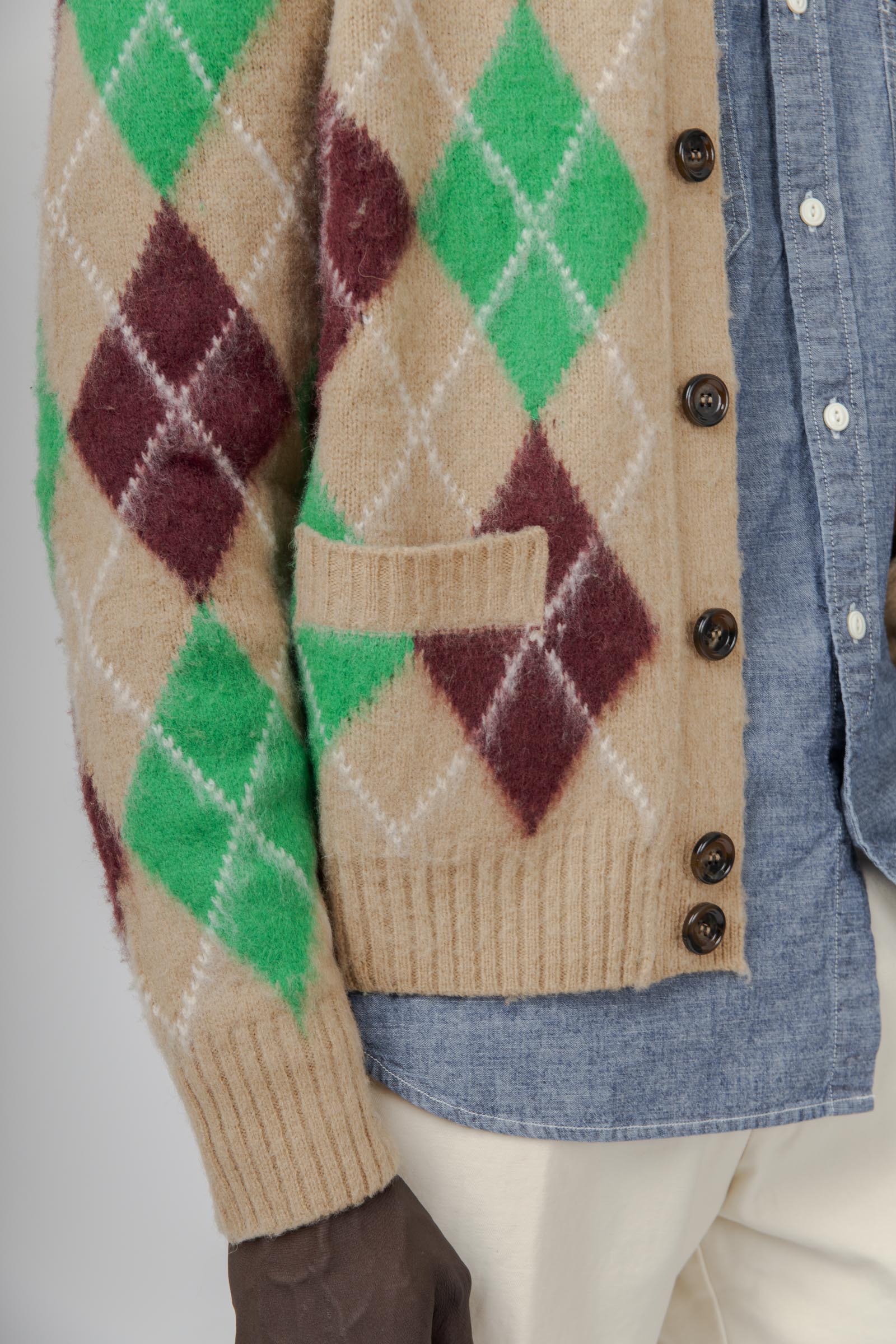 Aspesi Cardigan In Lana Shetland Cammello Uomo - 3