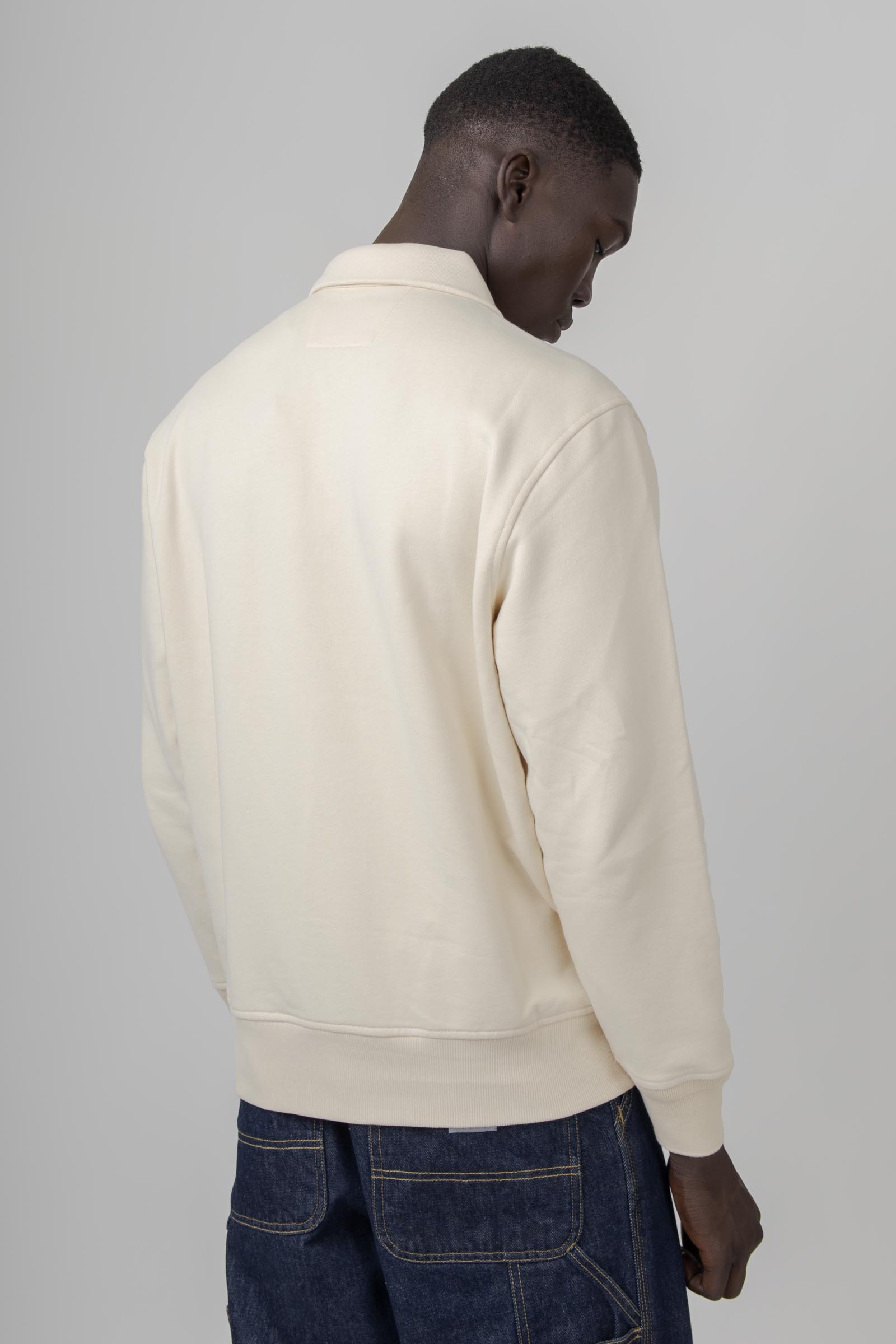 C.p. Company Felpa Polo Diagonal Raised Bianco Off Uomo - 4